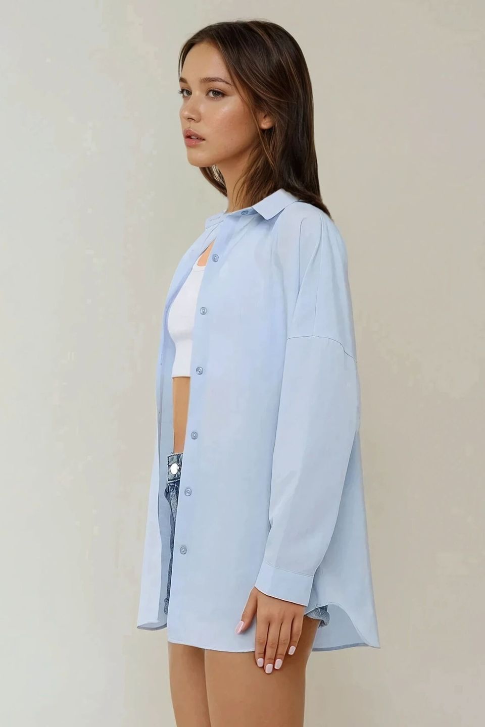 Relaxed Fit Long Sleeve Linen Blend Shirt