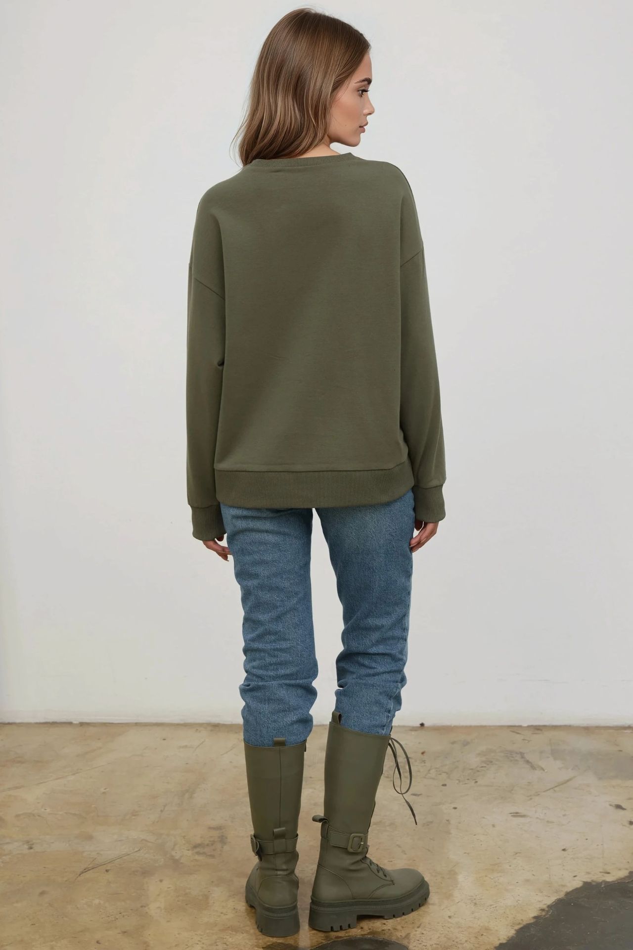 Printed Crew Neck Relaxed Fit Sweatshirt 4