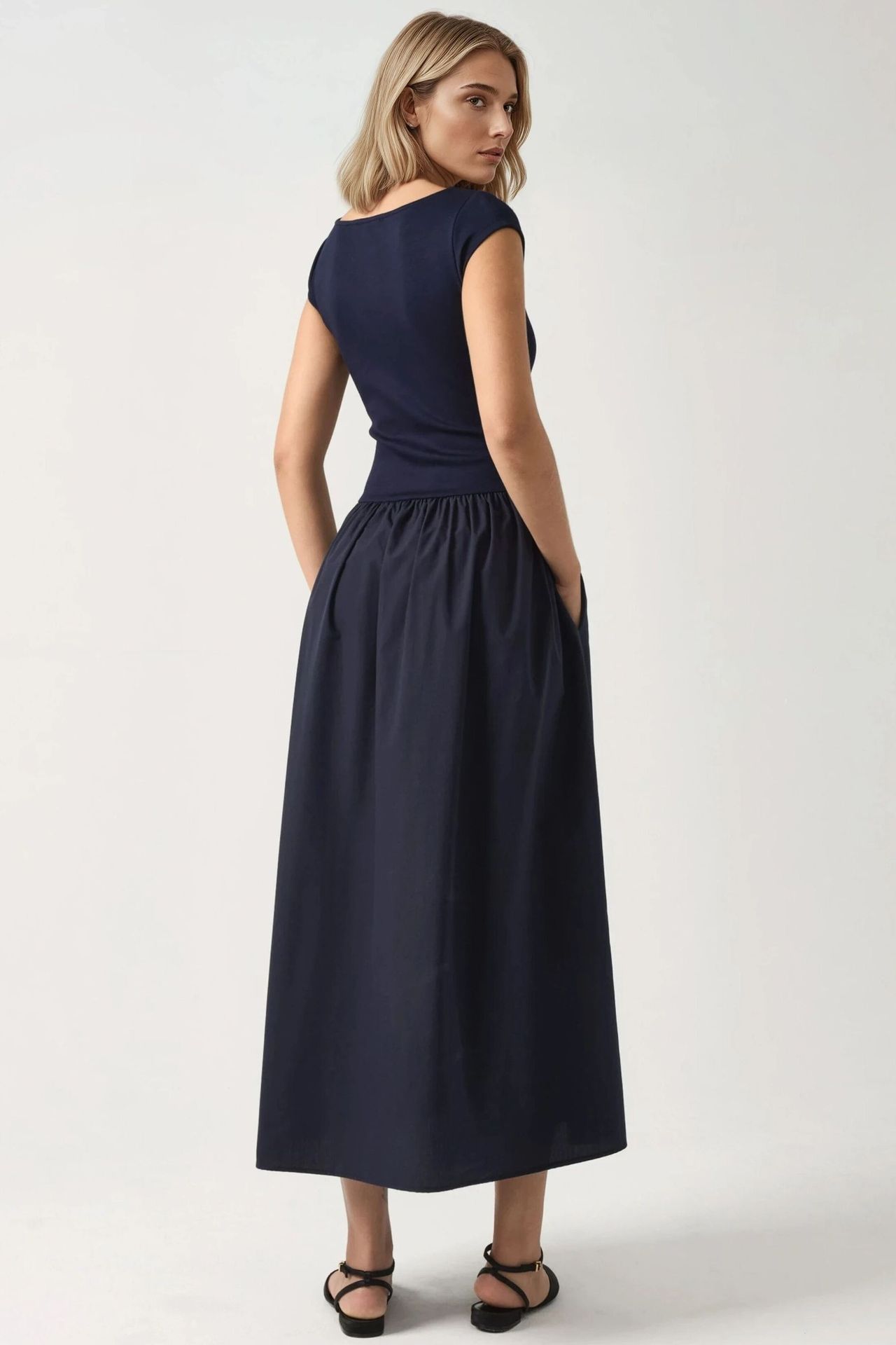 Contrast Midi Dress