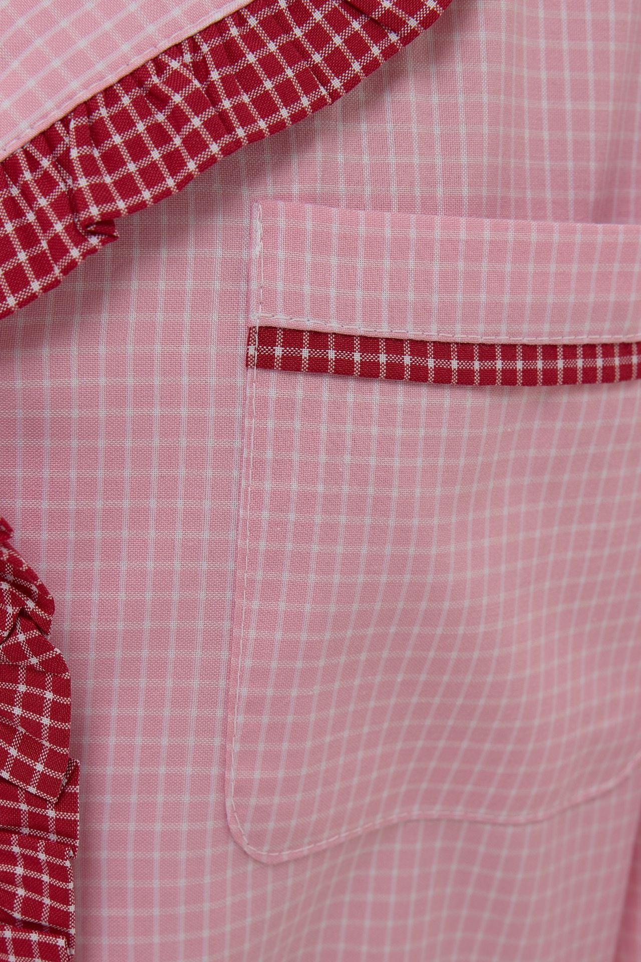 Shirt Collar Plaid Pajama Set