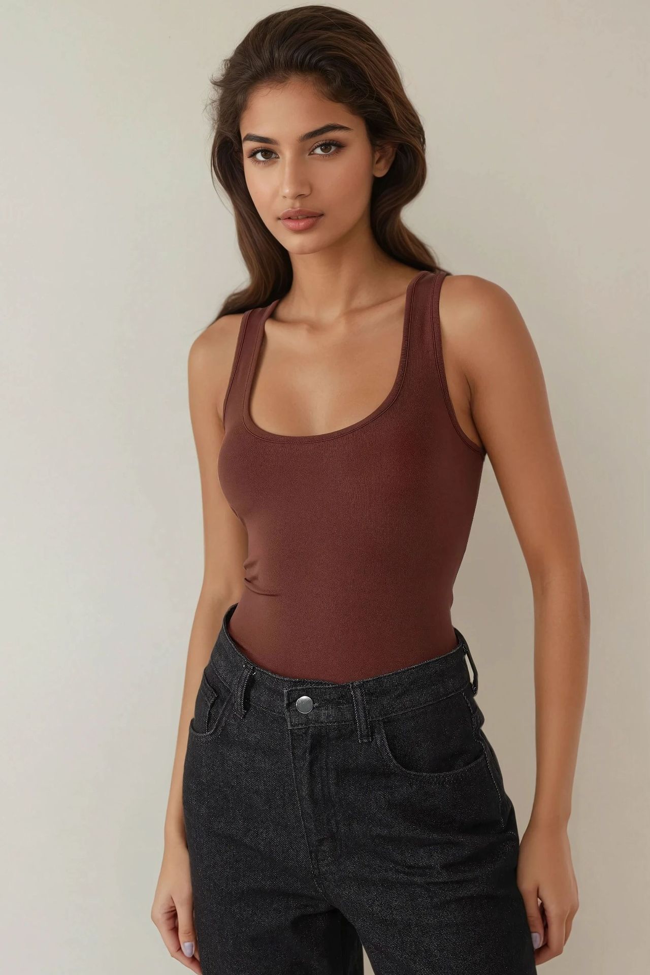 Slim Fit Square Collar Textured Top