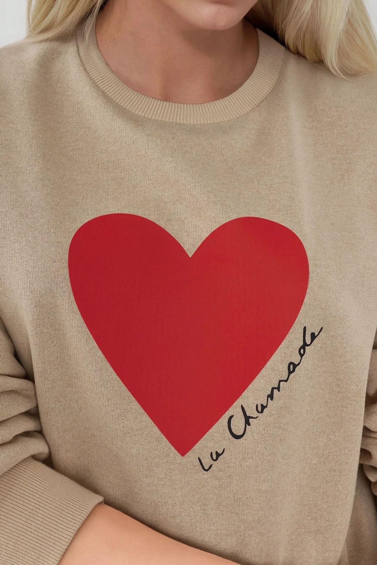 Printed Crew Neck Raised Sweatshirt 3