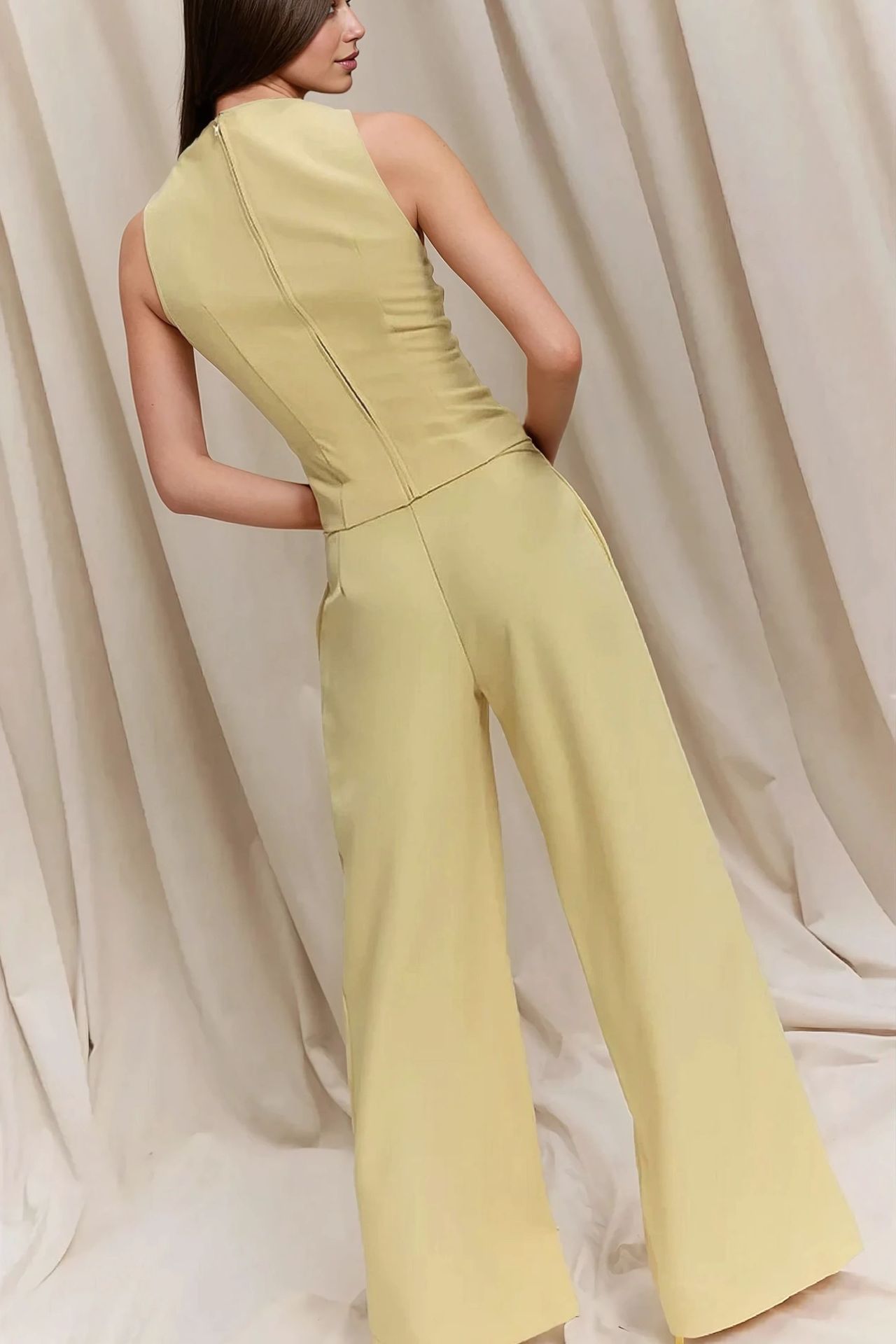 Pleated Wide Leg Long Pants