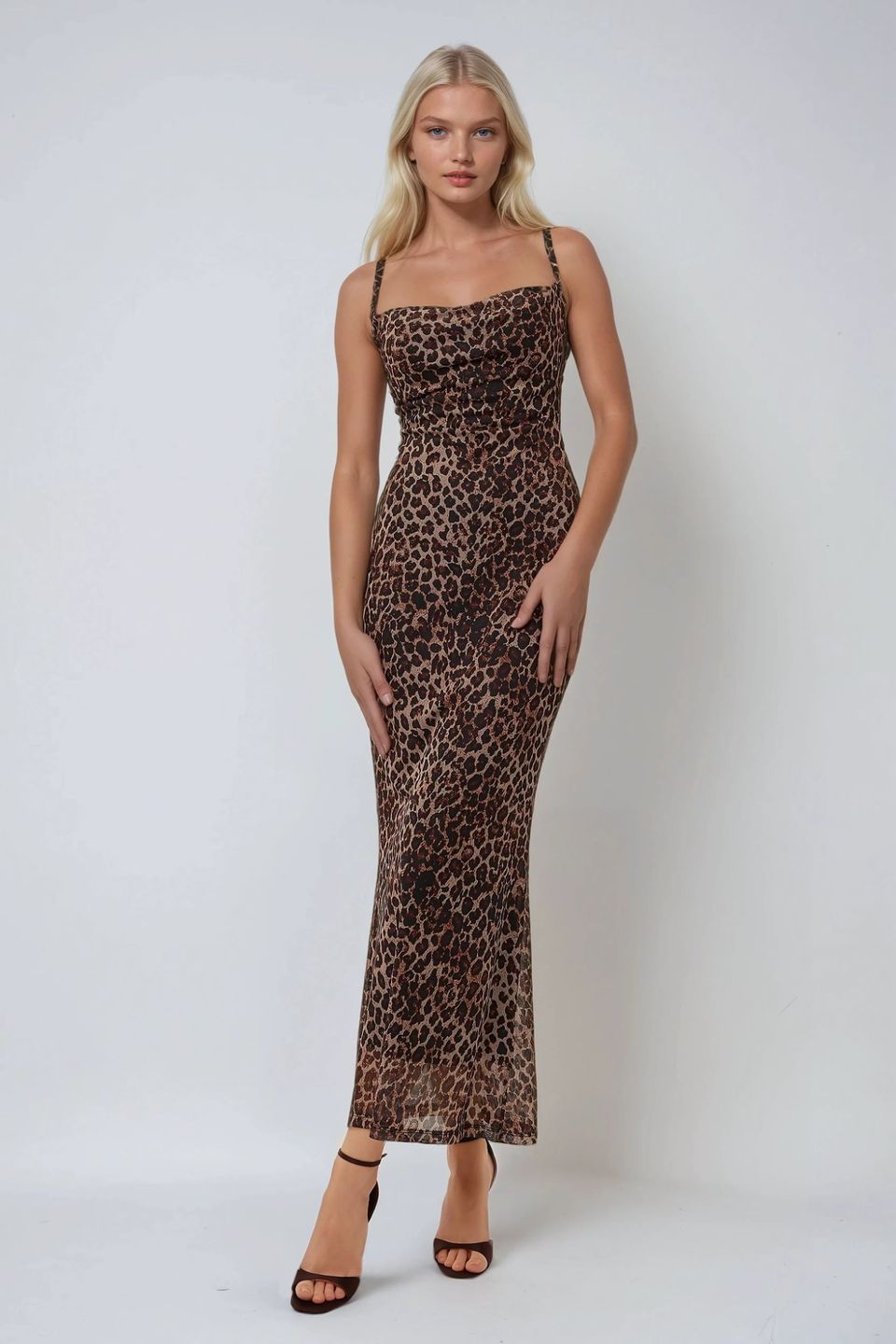 Leopard Print Bodycon Maxi Dress