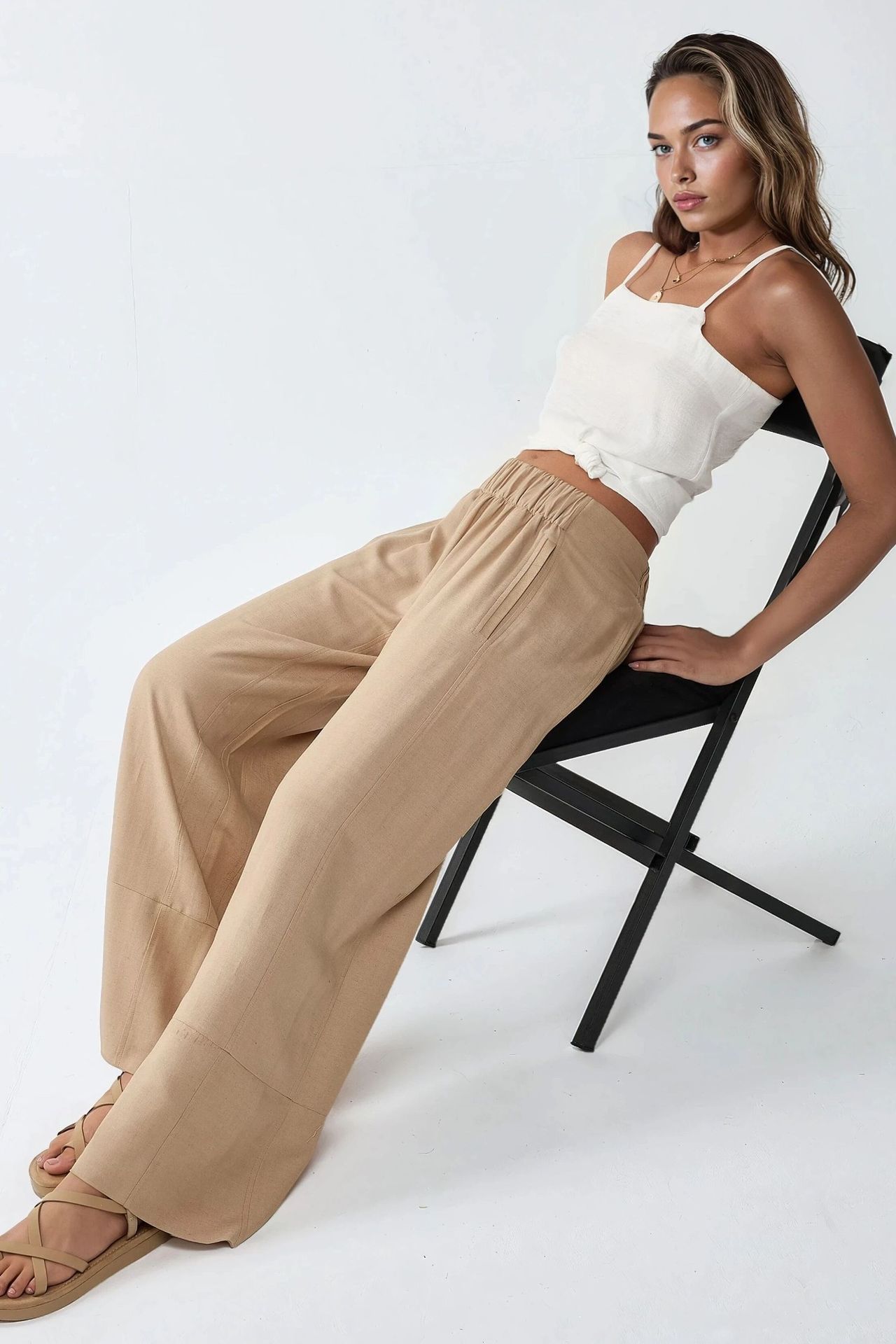Wide Leg Elastic Waist Pants