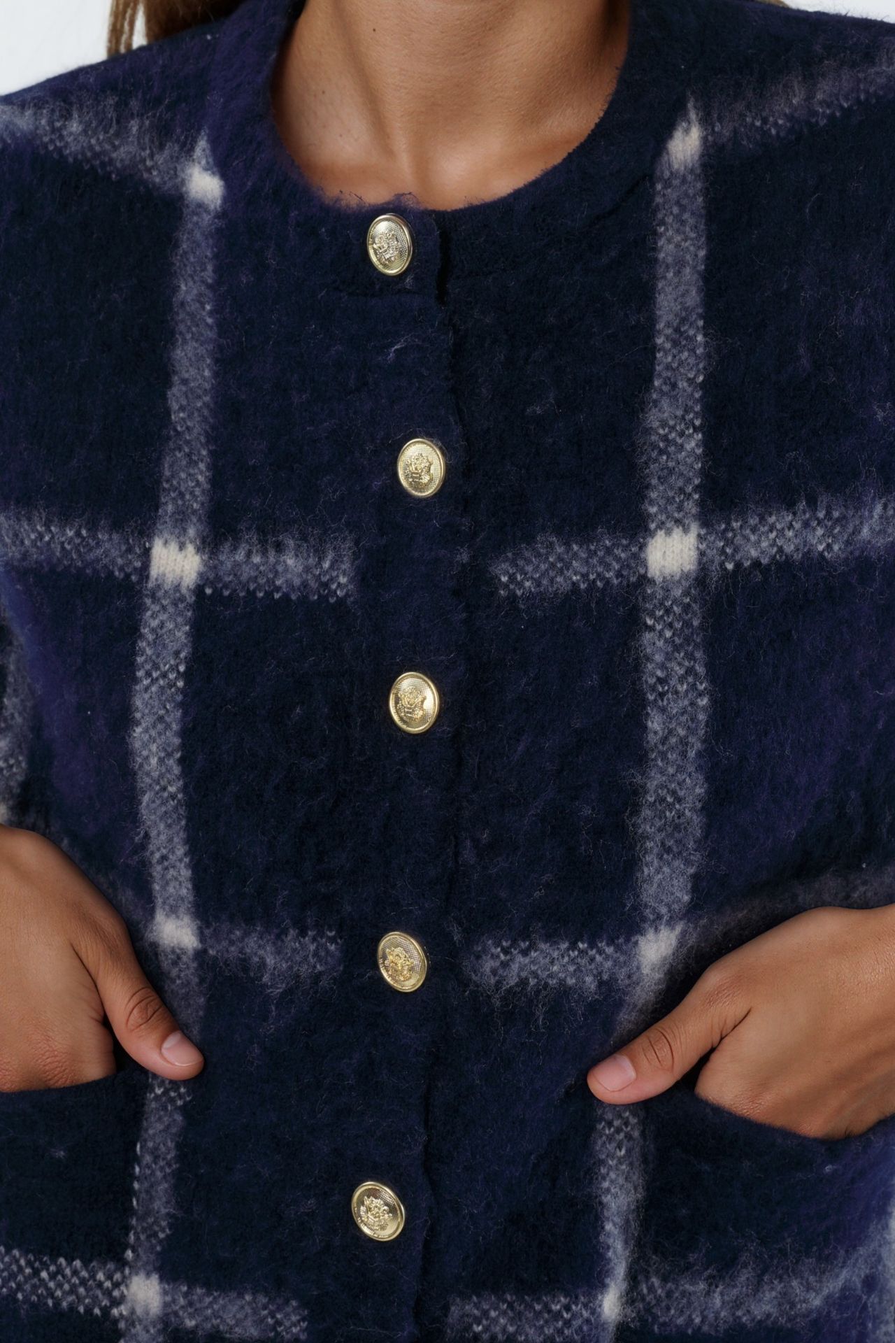 Plaid Crew Neck Sweater Vest with Buttons 3