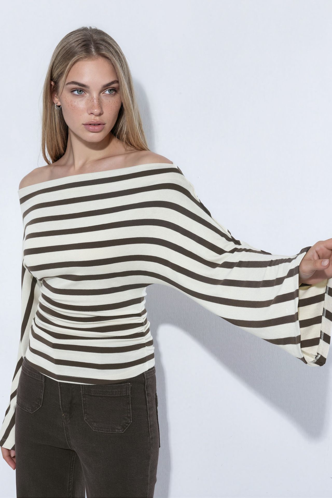 Striped Boat Neck Long Sleeve T-Shirt 2