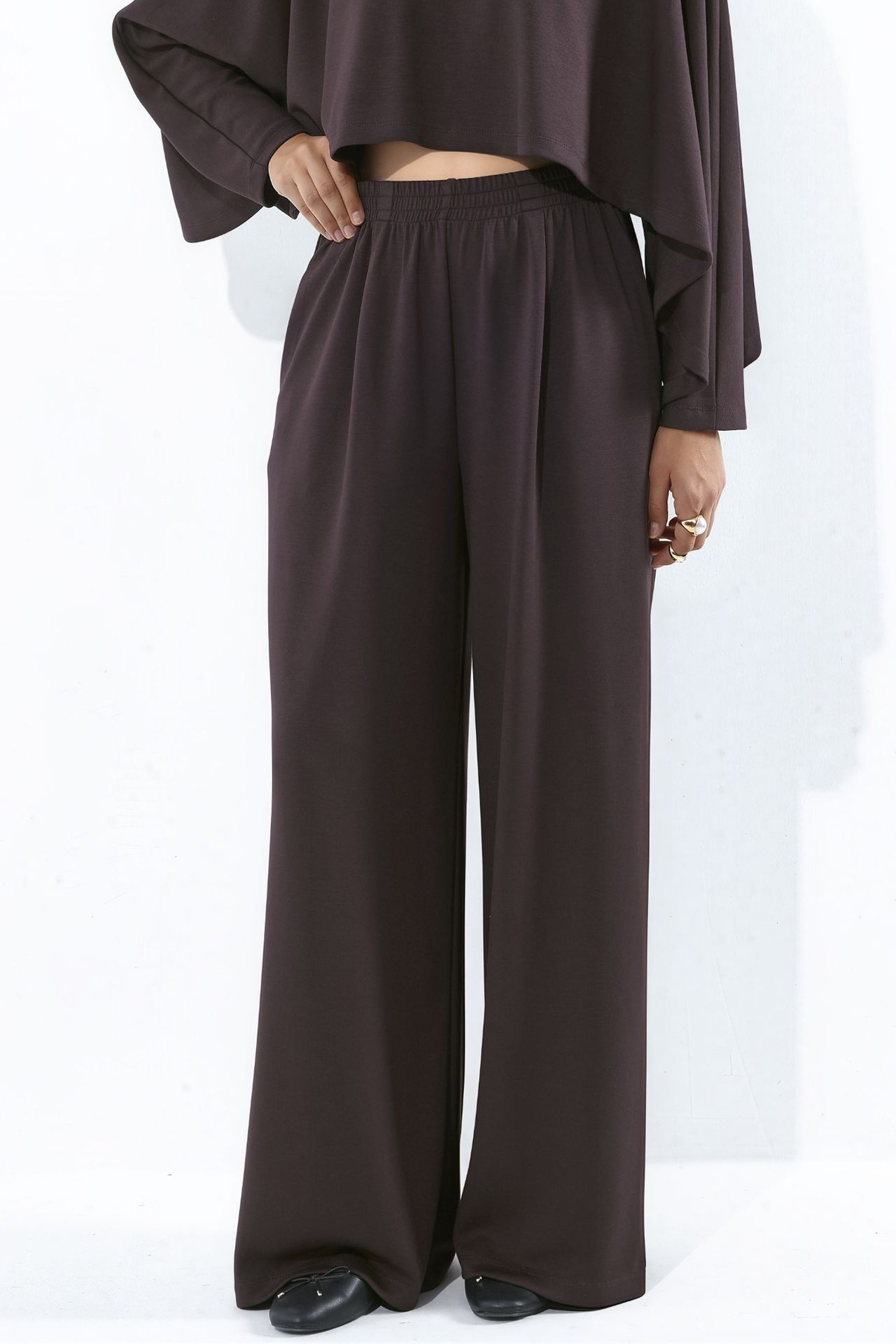 Modal Touch Oversized Bolero Top & Palazzo Pants Knit Set 3