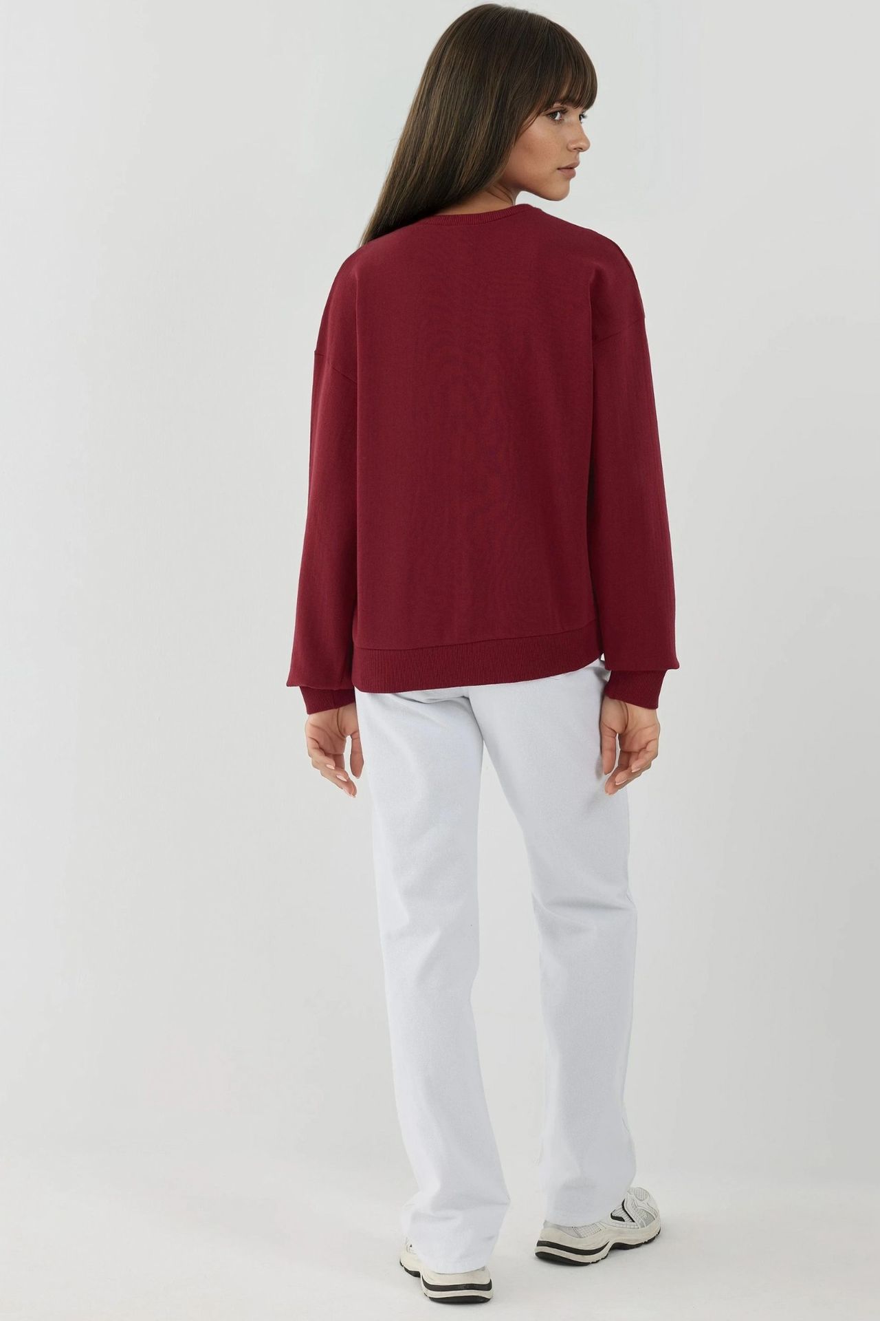 Printed Crew Neck Long Sleeve Raised Sweatshirt 4