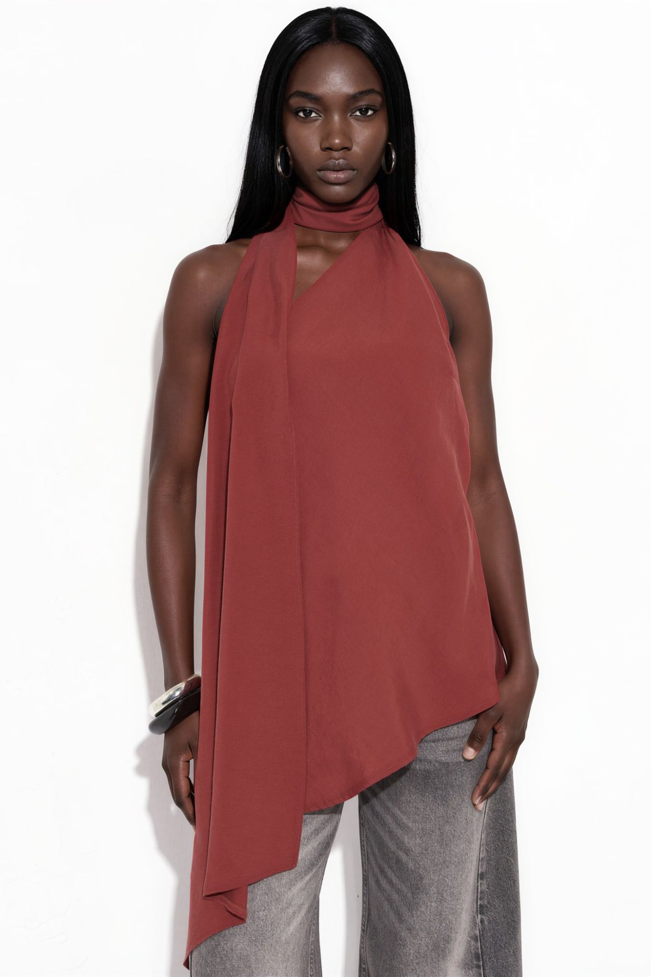 Halter Neck Scarf Detail Top 5