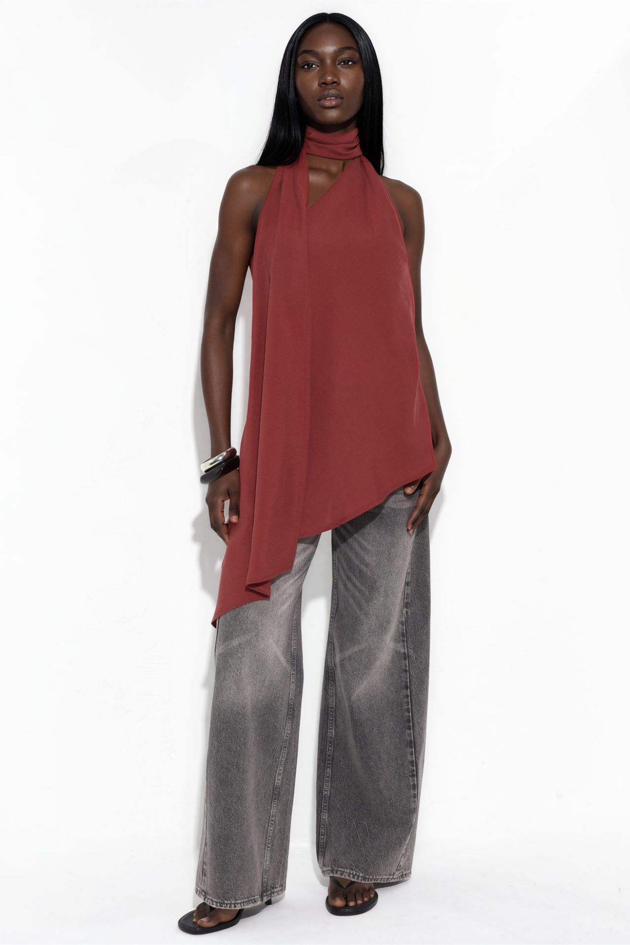 Halter Neck Scarf Detail Top 2