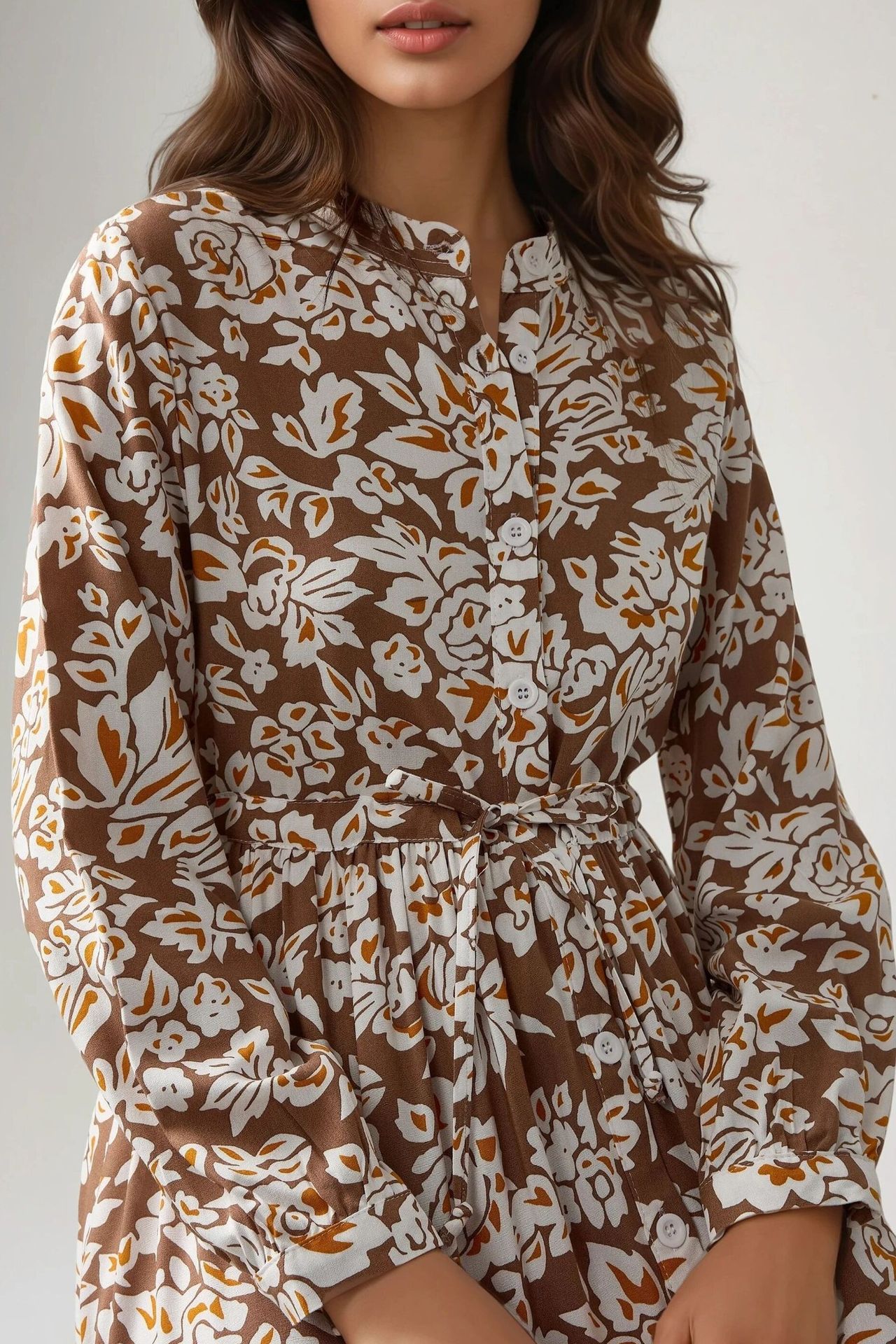 Printed Maxi Dress with Shirt Collar