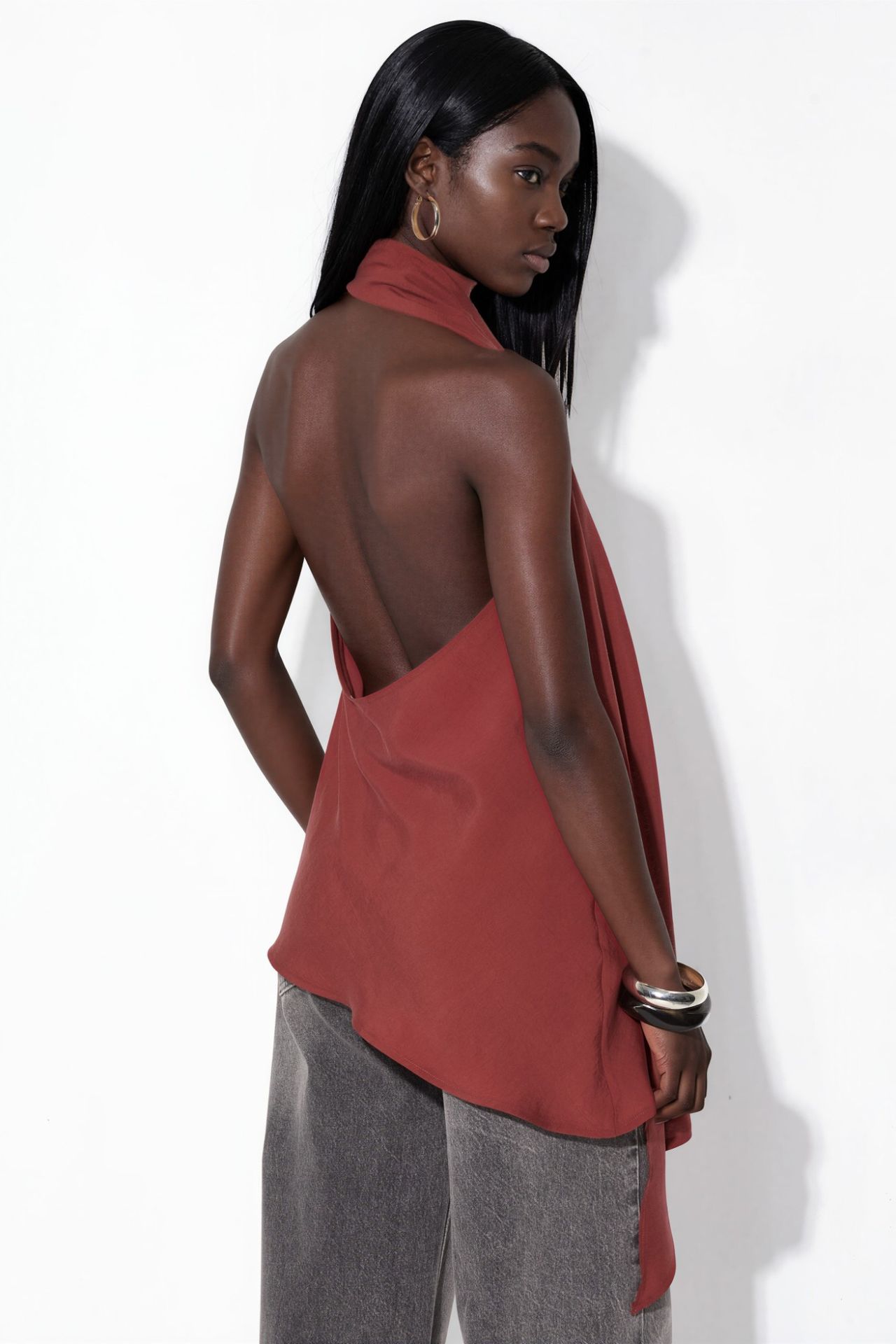 Halter Neck Scarf Detail Top 3
