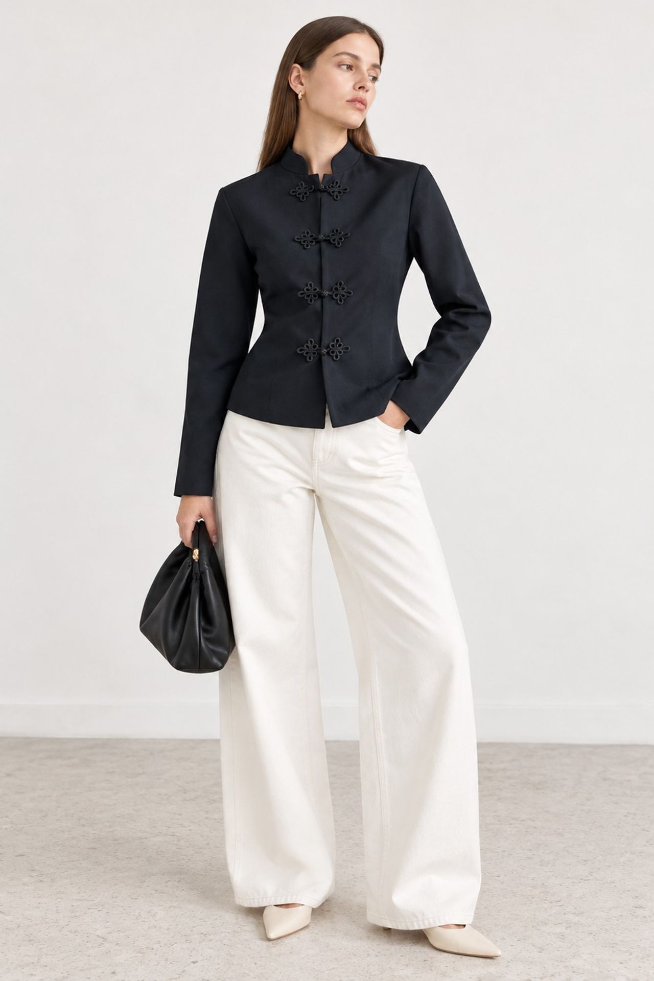 Blazer Jacket with Decorative Button Closure 2