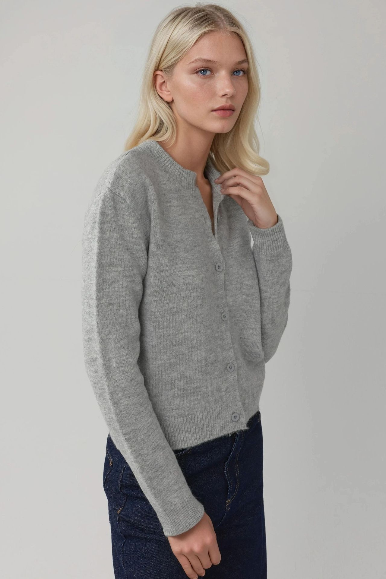 Crew Neck Knitwear Soft Touch Cardigan 4
