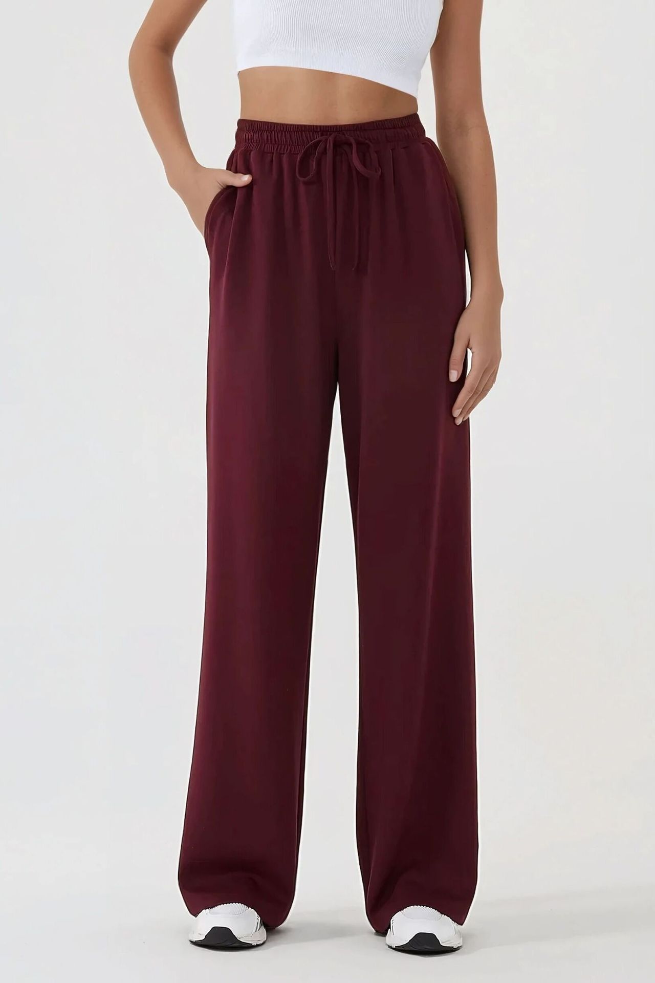 Wide Leg Elastic Waist Sweatpants