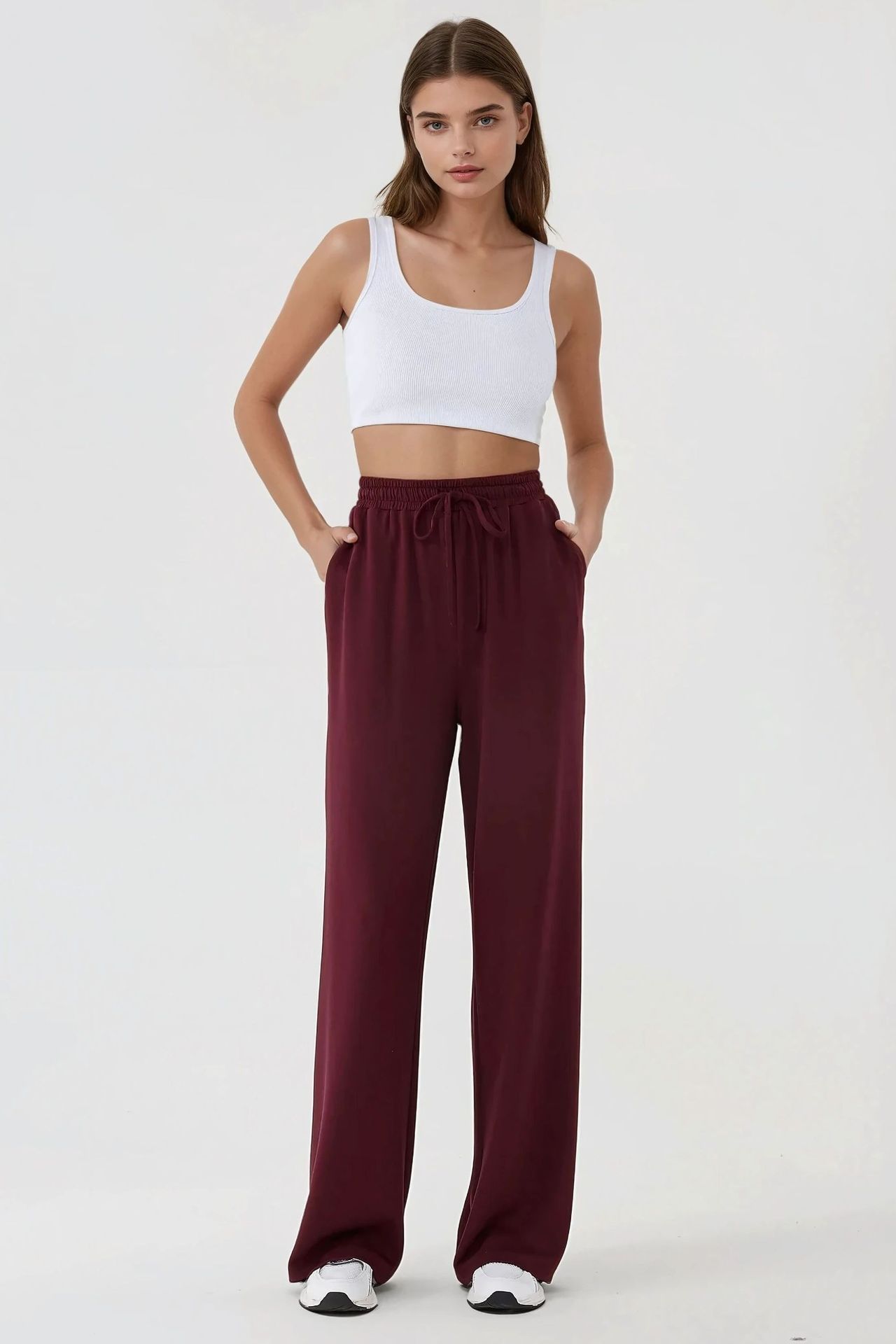Wide Leg Elastic Waist Sweatpants