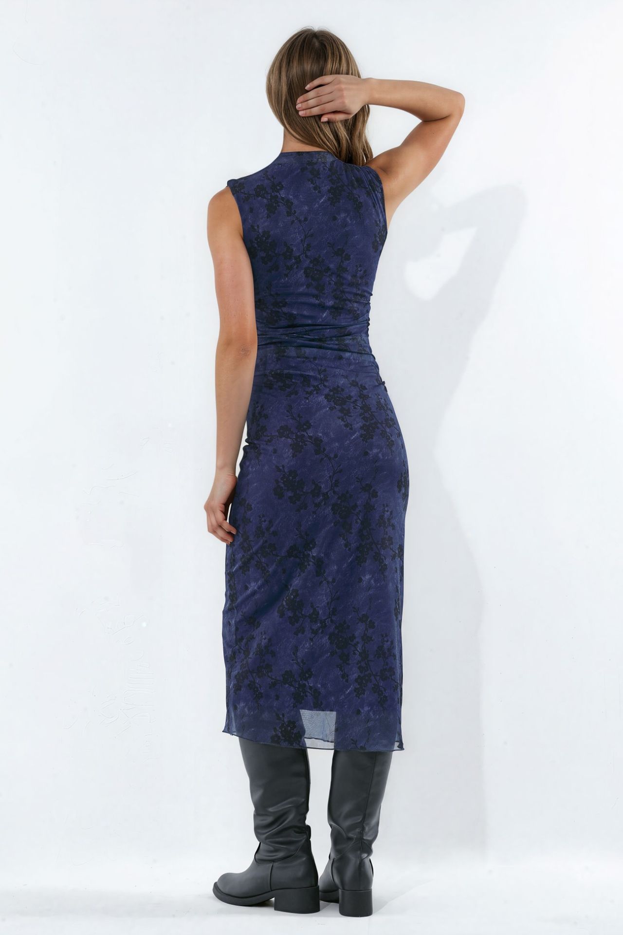 Floral Qipao Neck Midi Dress 5