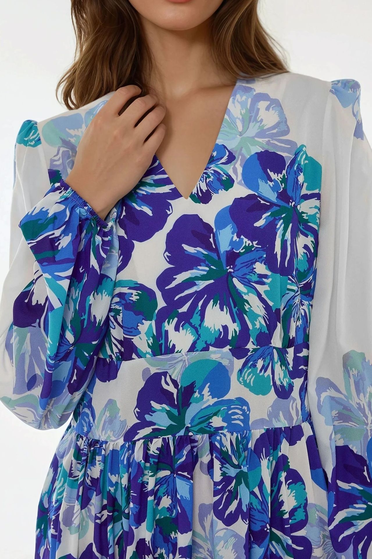 Printed Maxi Dress with V-Neck