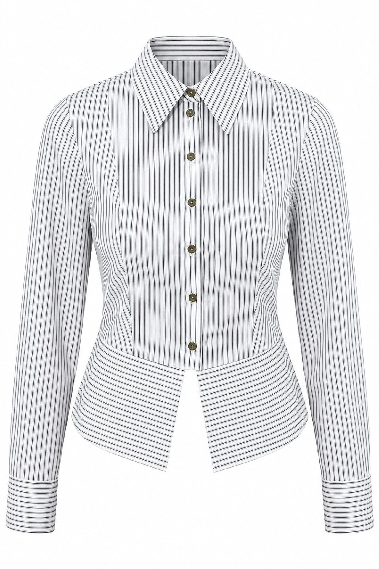 Striped Fitted Shirt with Peplum Detail