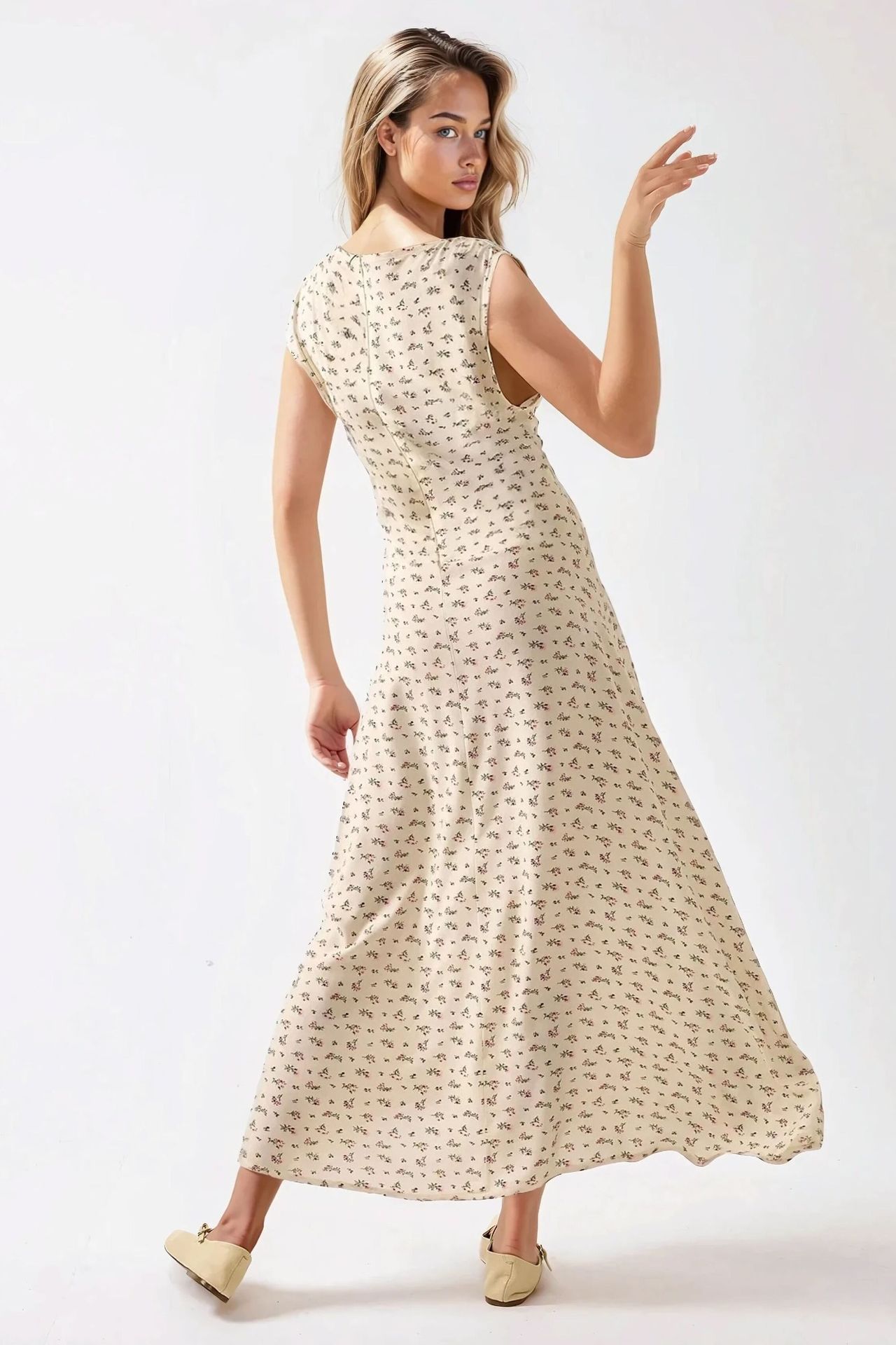 Floral V-Neck Midi Dress