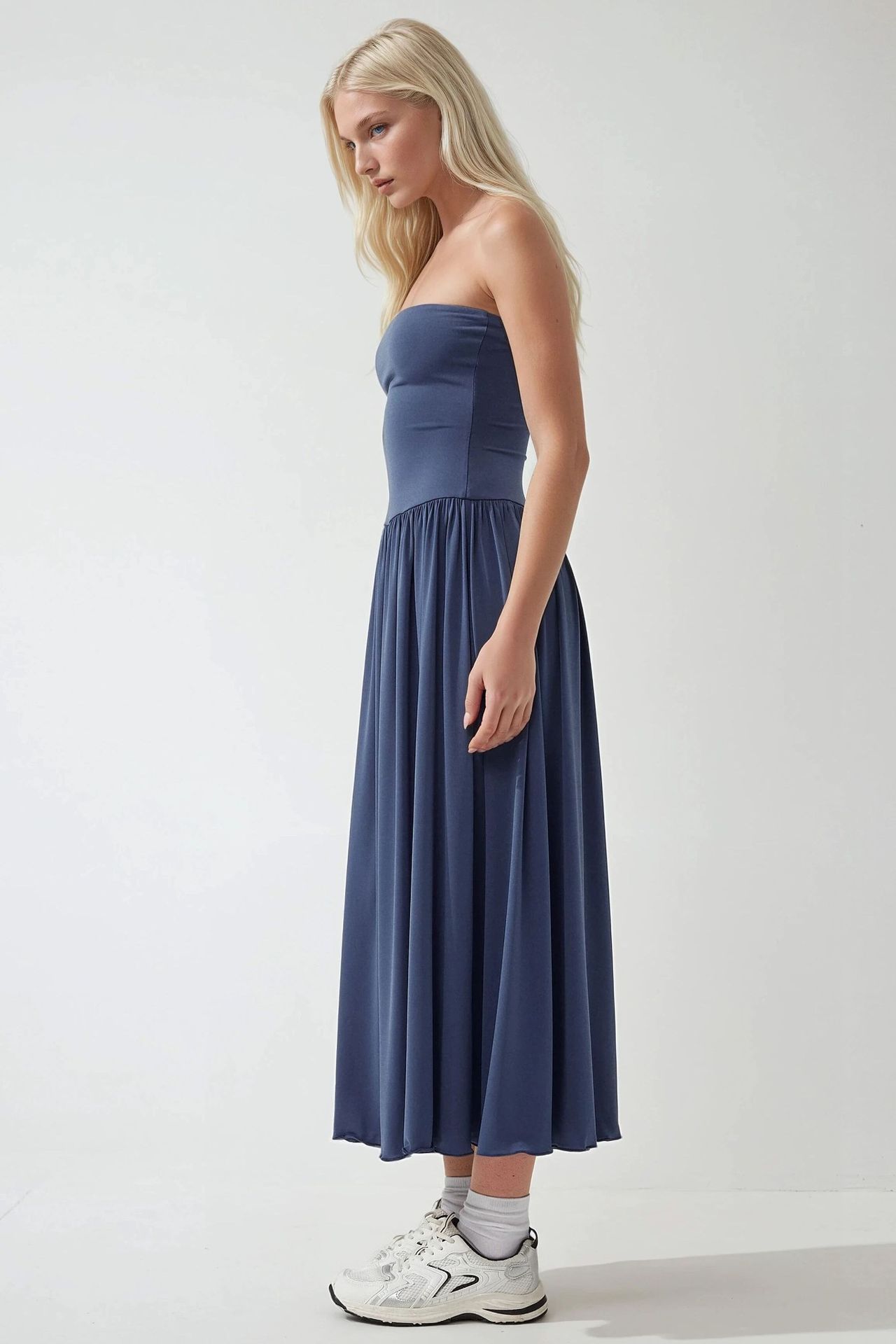 2-in-1 Midi Elastic Strapless Dress/Skirt