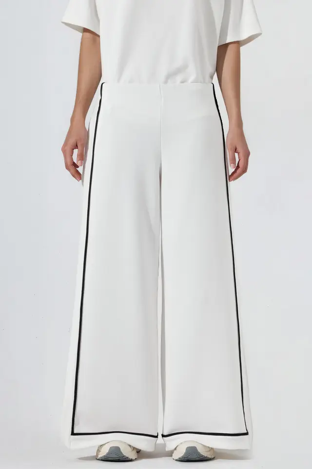 Contrast Binding Detail Modal Touch Wide Leg Pants