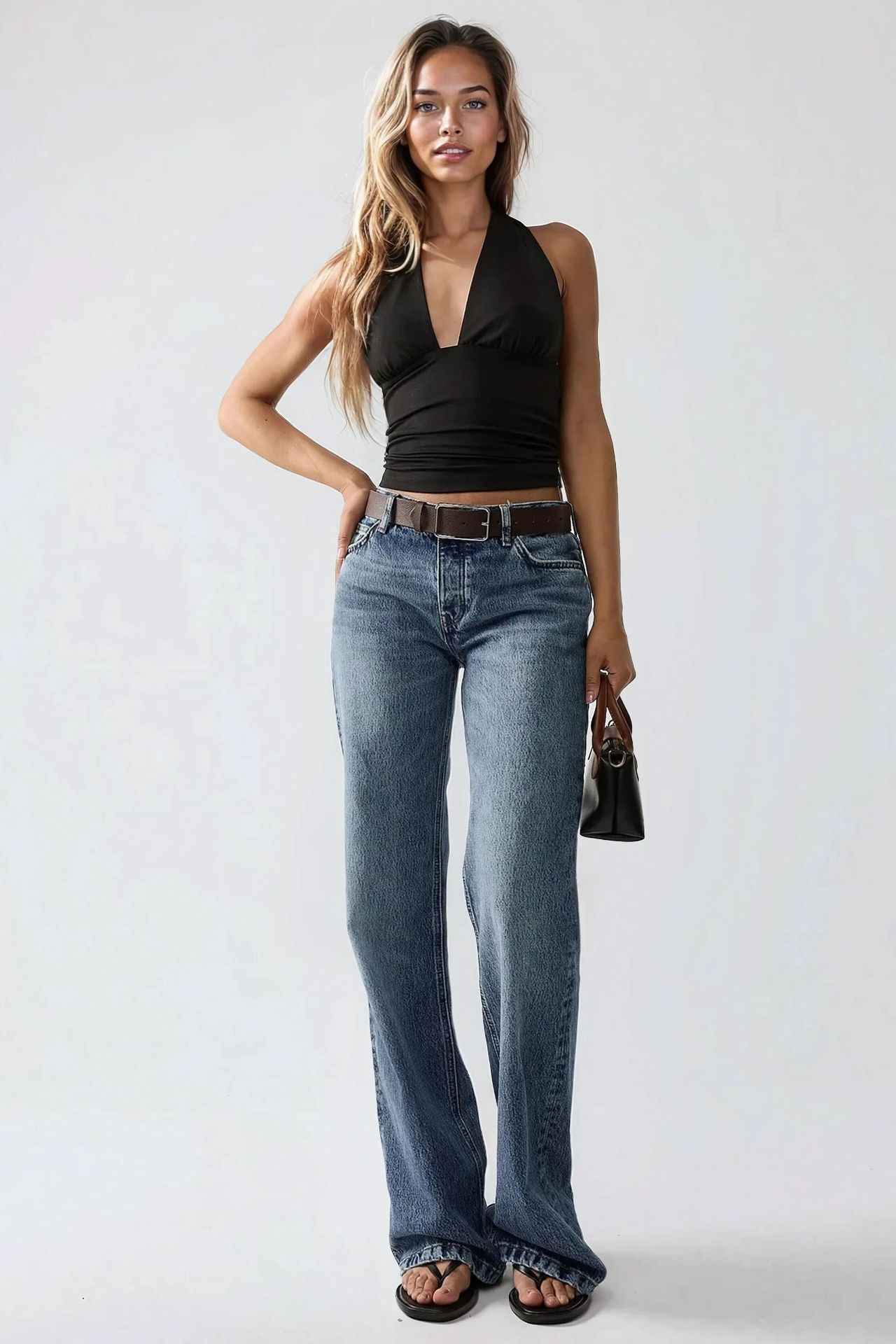 Slim Fit V-Neck Knitted Top