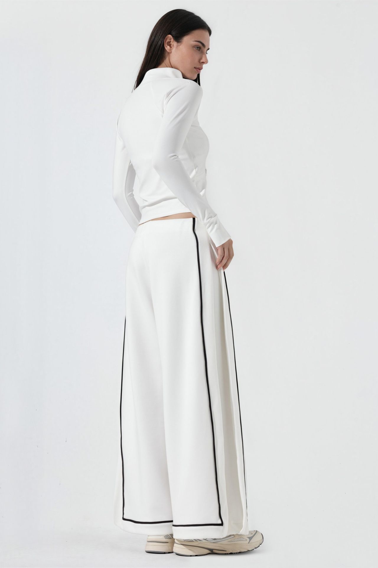 Contrast Binding Detail Modal Touch Wide Leg Pants 7