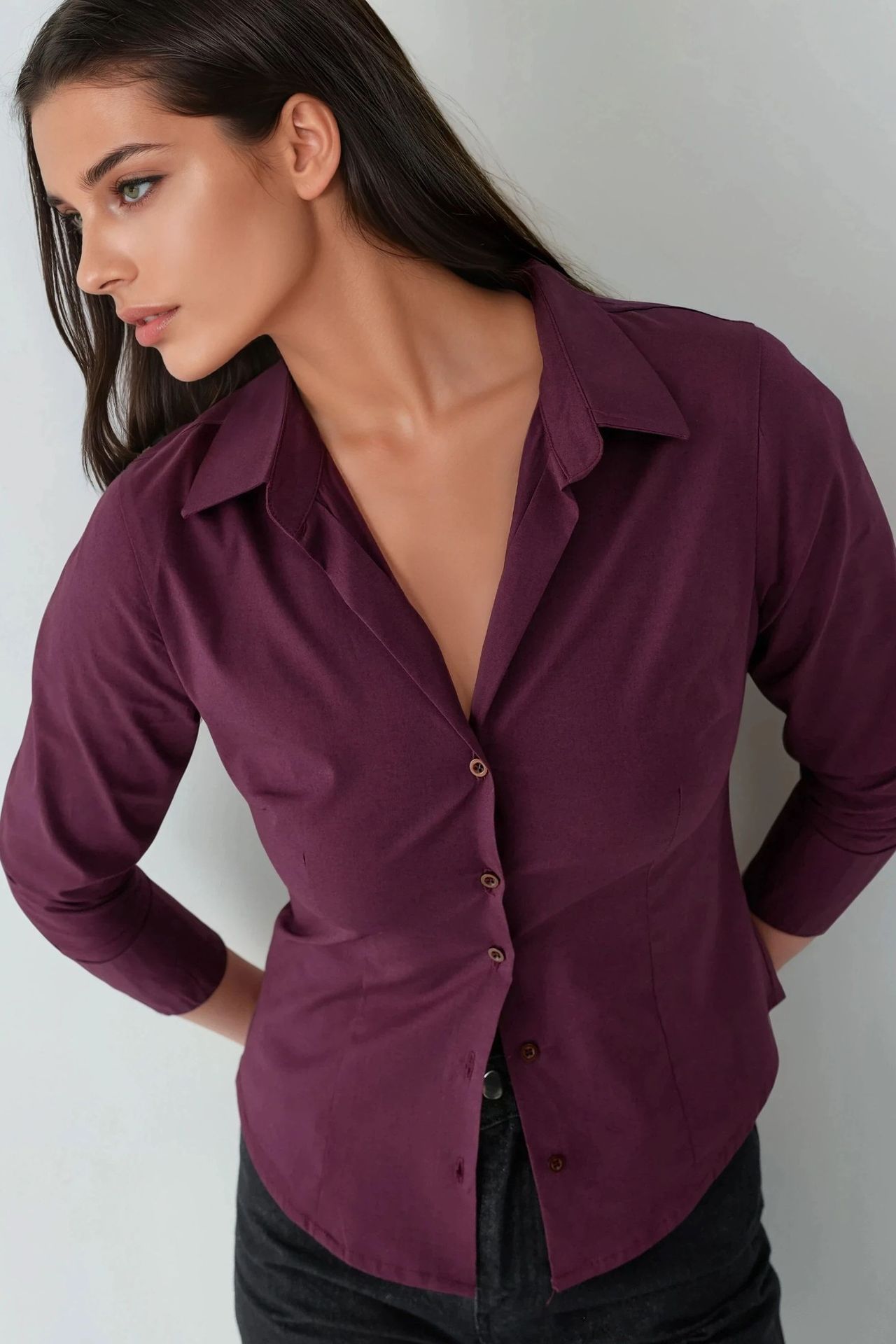 Elegant Long Sleeve Button-Up Shirt 2