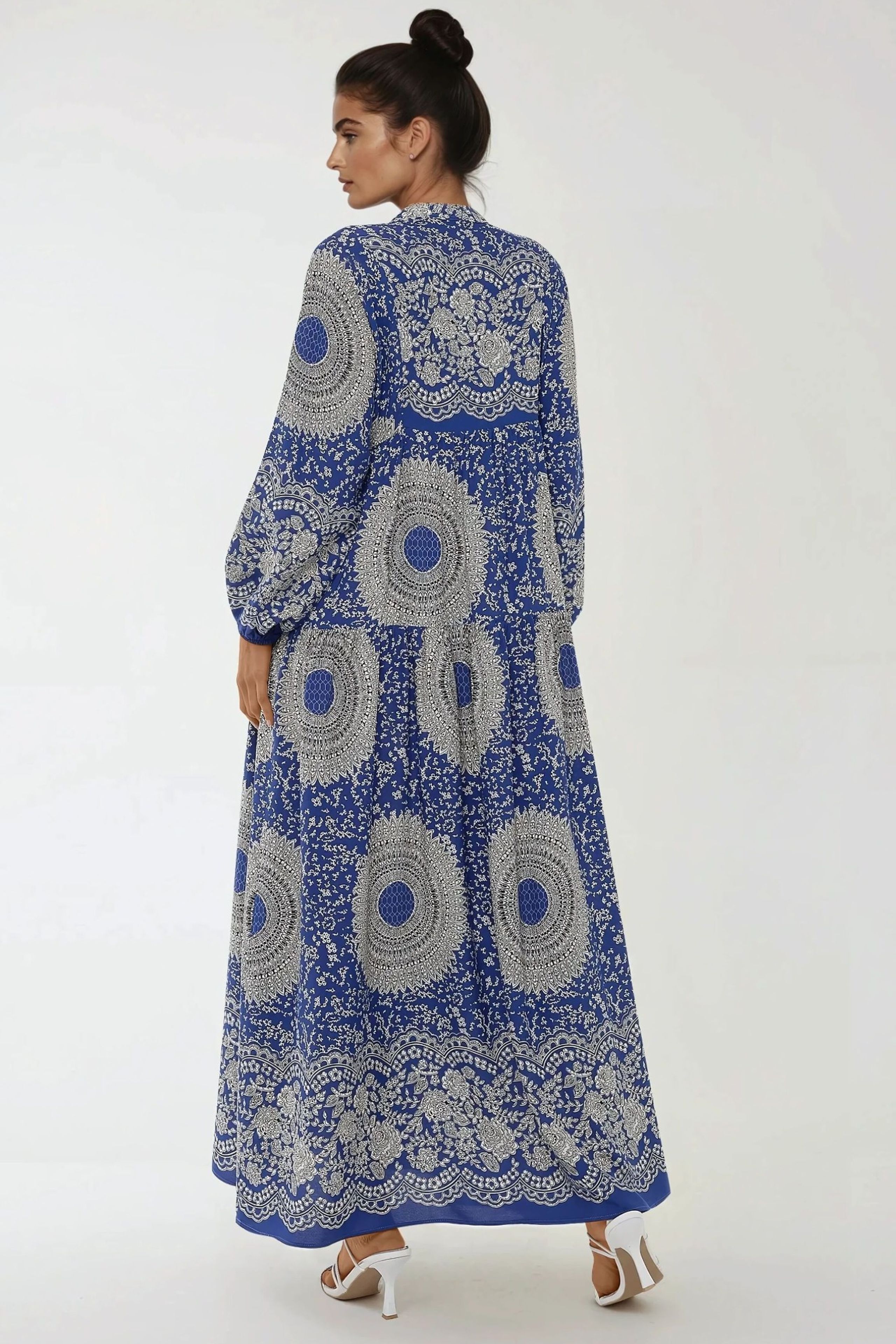 viscose maxi dress RISLA - Printed Viscose Maxi Dress With Lace-Up Detail