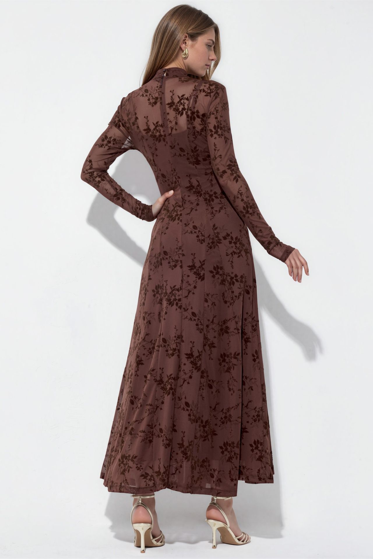 Floral Half Turtleneck Maxi Dress 3