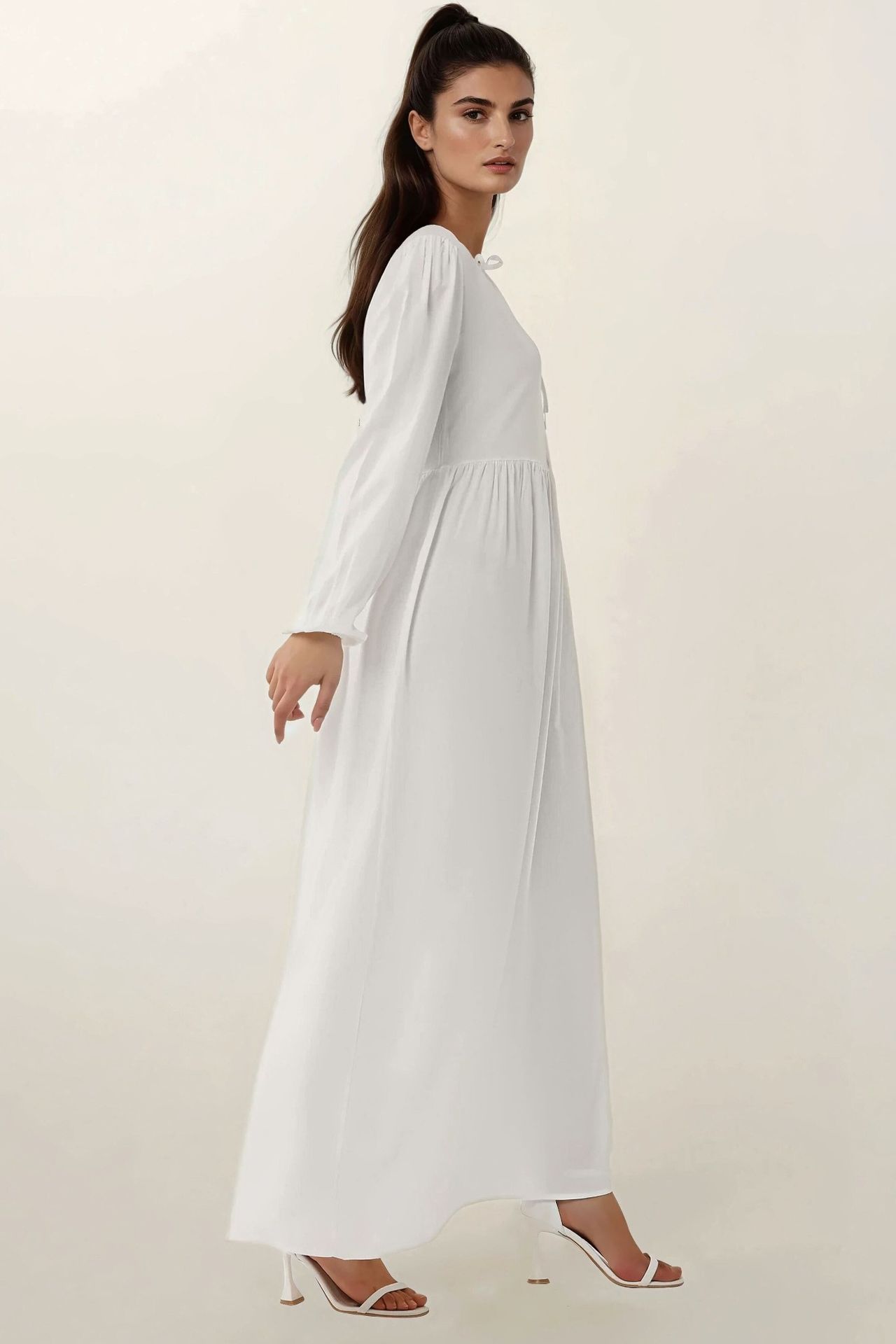 Maxi Dress with A-Form Fit and Crew Neck