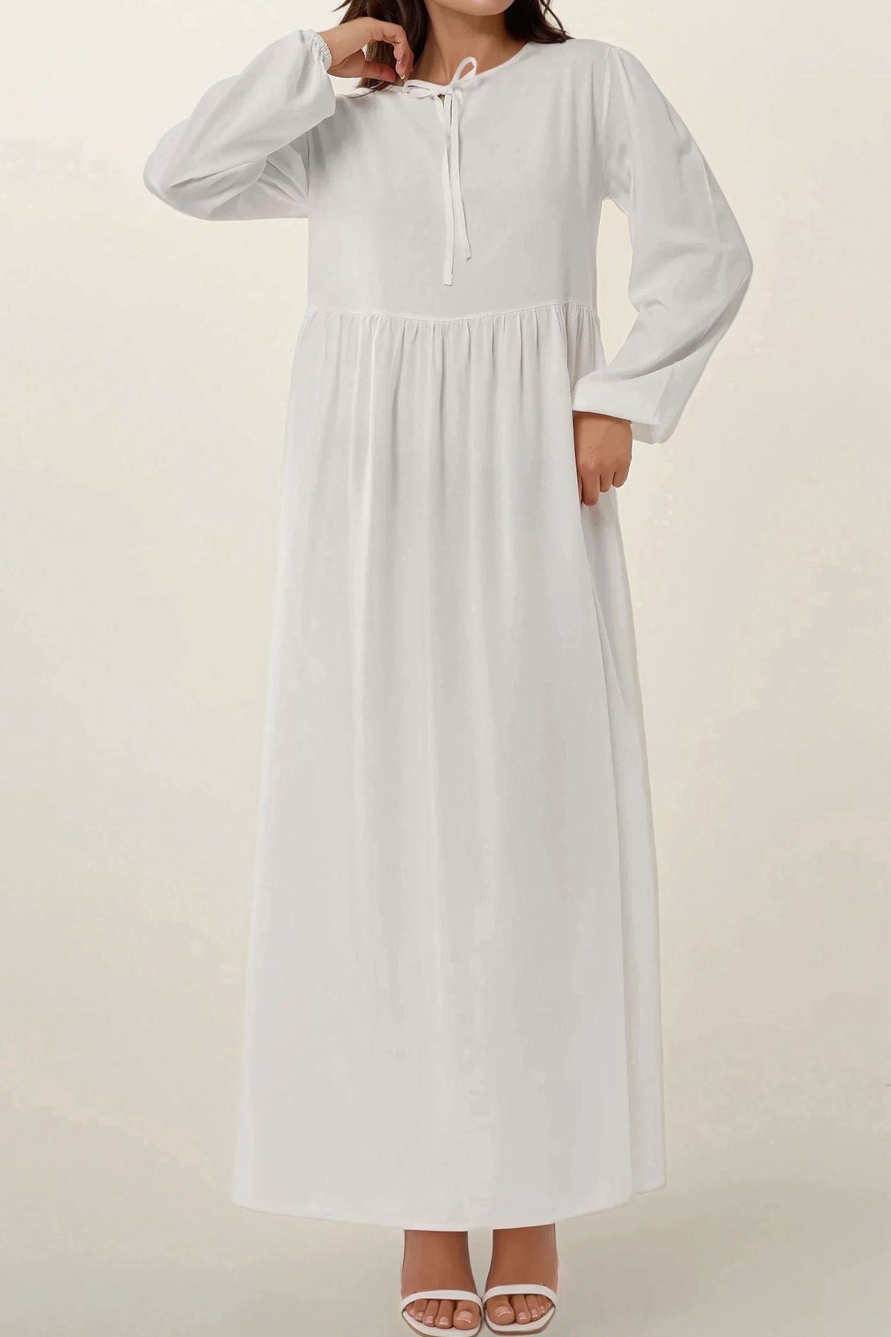 Maxi Dress with A-Form Fit and Crew Neck