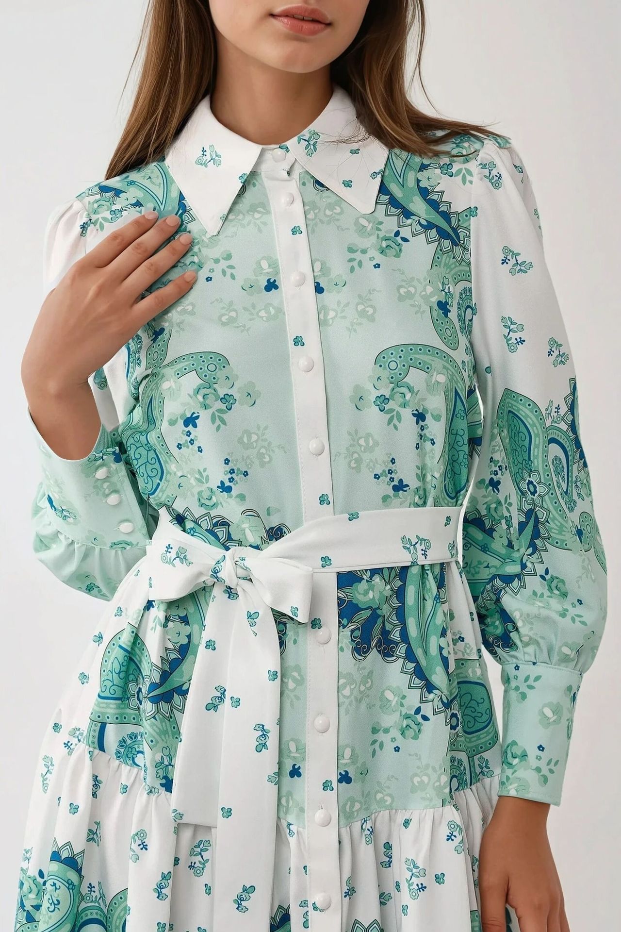 Printed Mini Dress with Belt