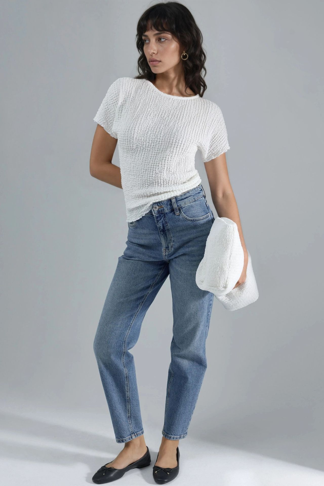 Textured Crew Neck Blouse Ellie Collection 6