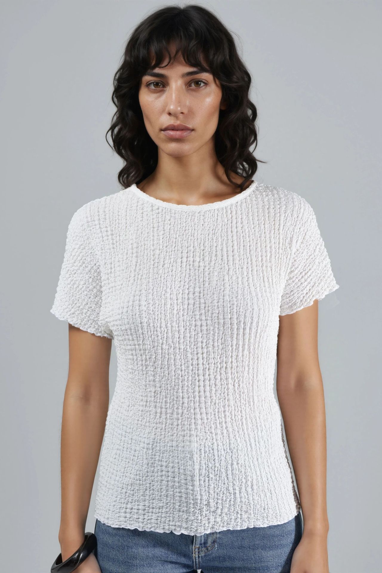 Textured Crew Neck Blouse Ellie Collection 8