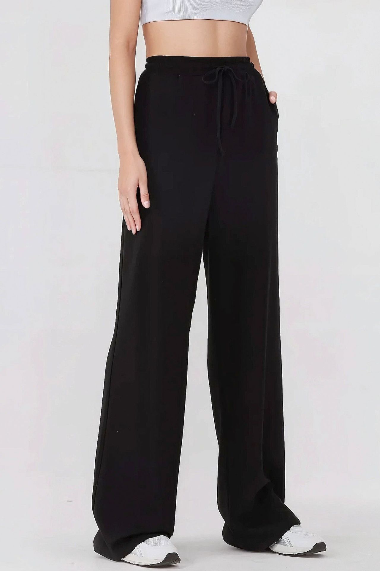 Wide Leg Elastic Waist Sweatpants