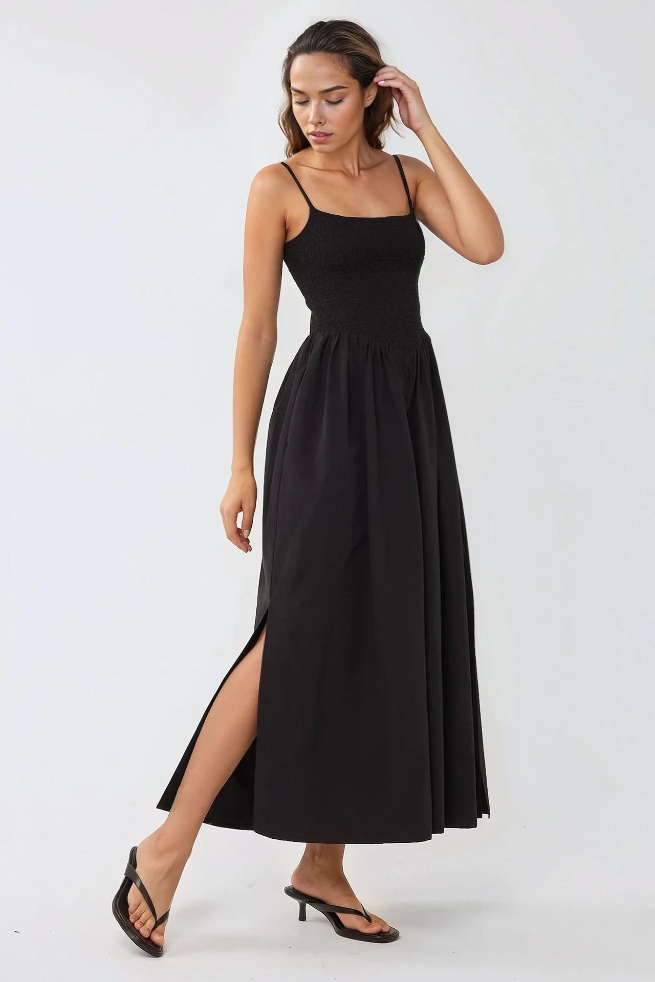 Square Collar A-Form Maxi Dress
