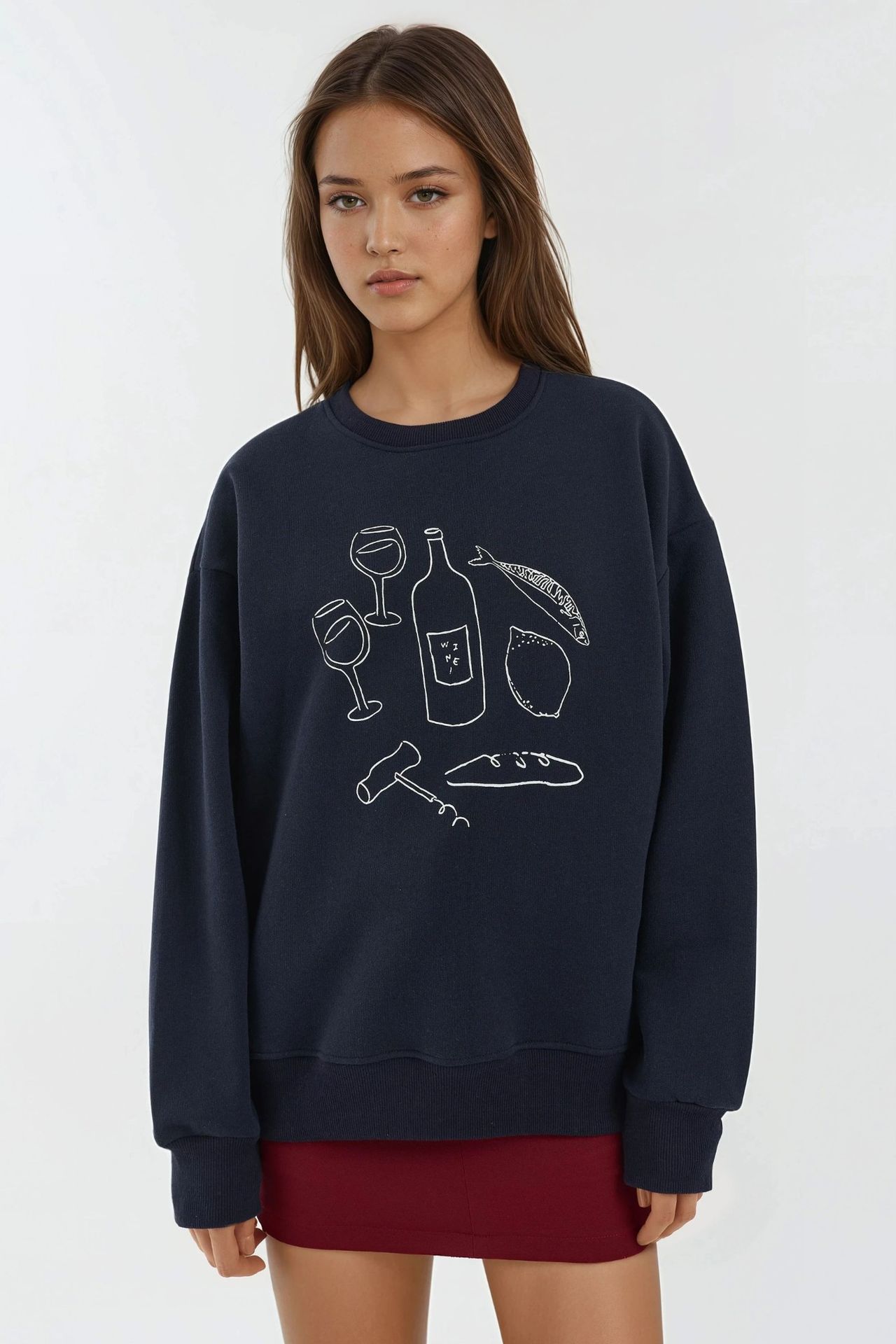 Printed Crew Neck Sweatshirt