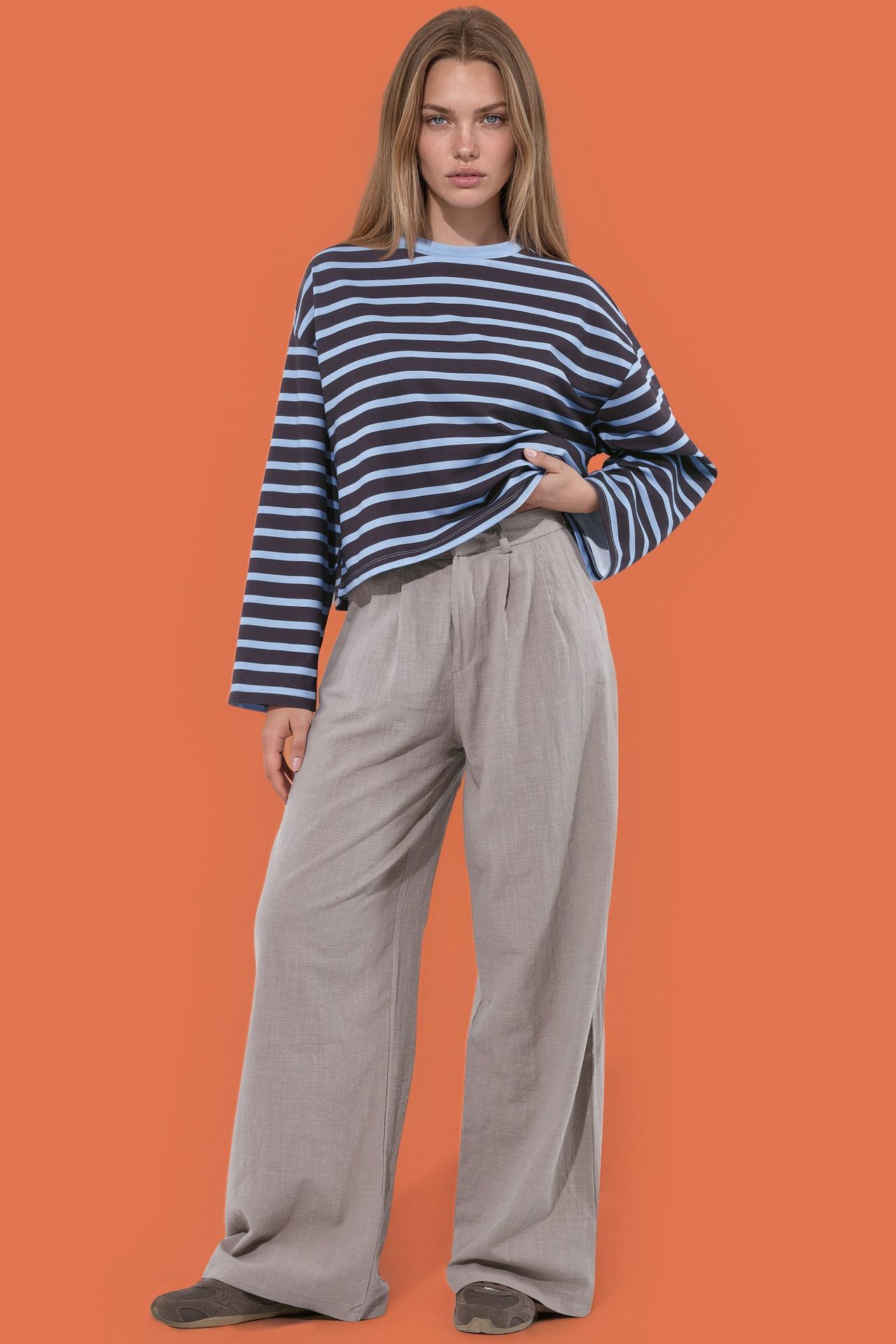 Boxy Fit Striped Long Sleeve T-Shirt 4