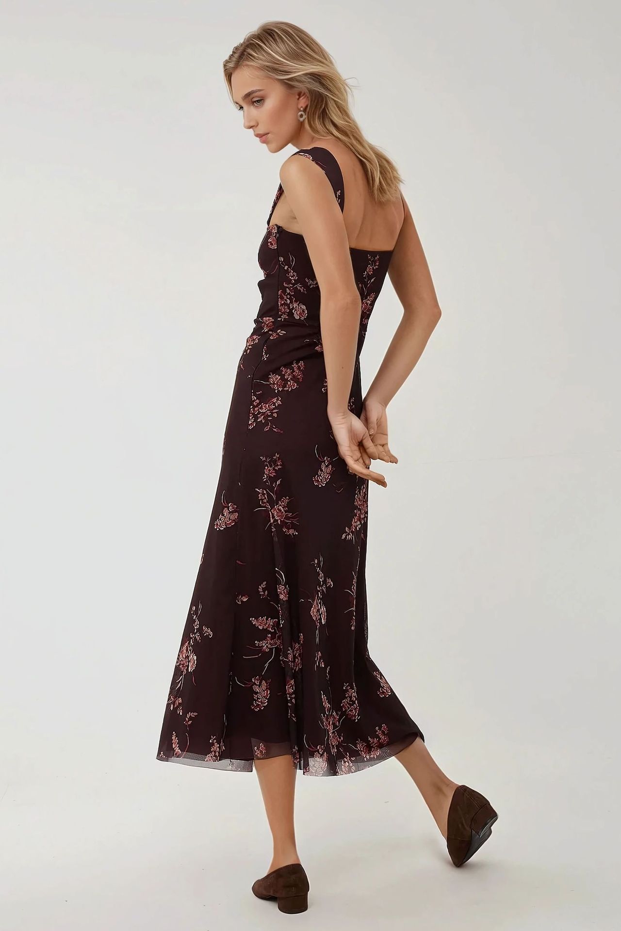 Patterned Maxi Dress with Heart Collar