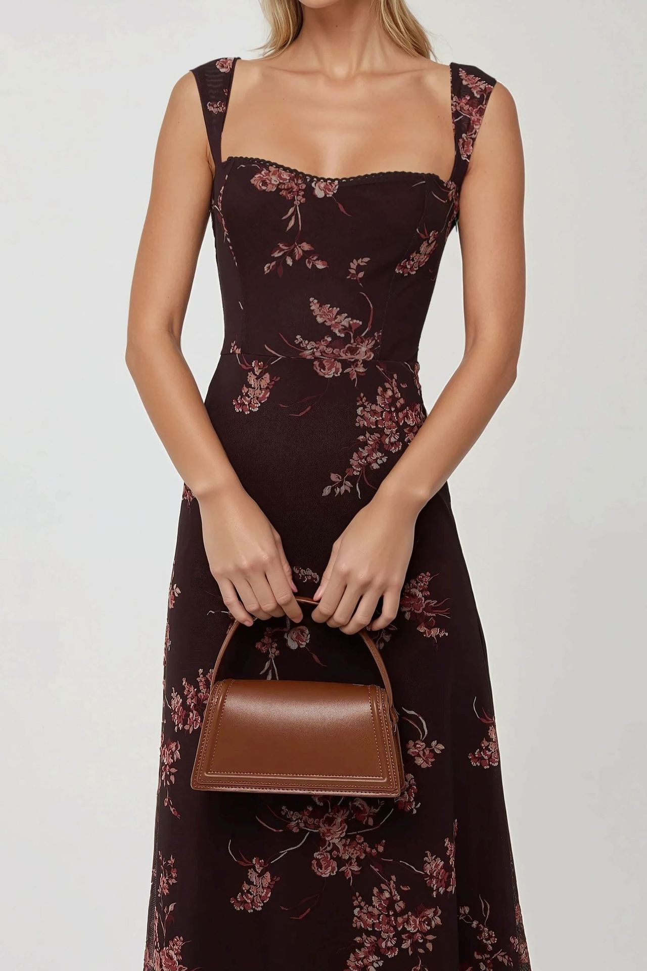 Patterned Maxi Dress with Heart Collar