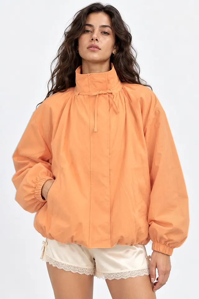 Oversized Stand Collar Bomber Jacket
