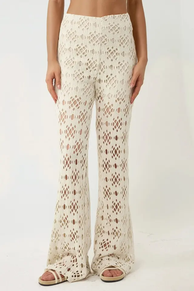 Cut Out Detailed Wide Leg Pants Pika Collection