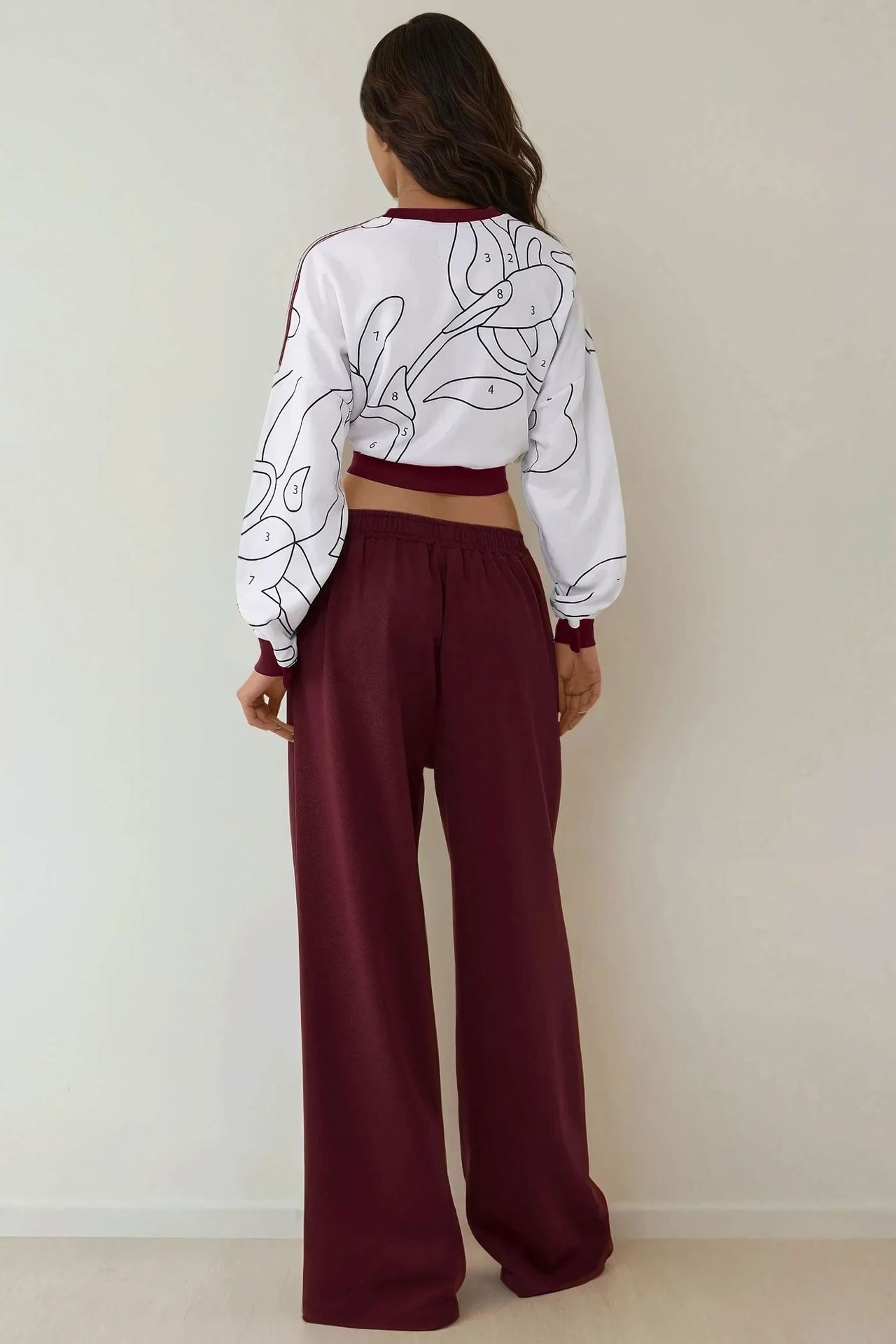 Wide Leg Jersey Pants with Elastic Waist