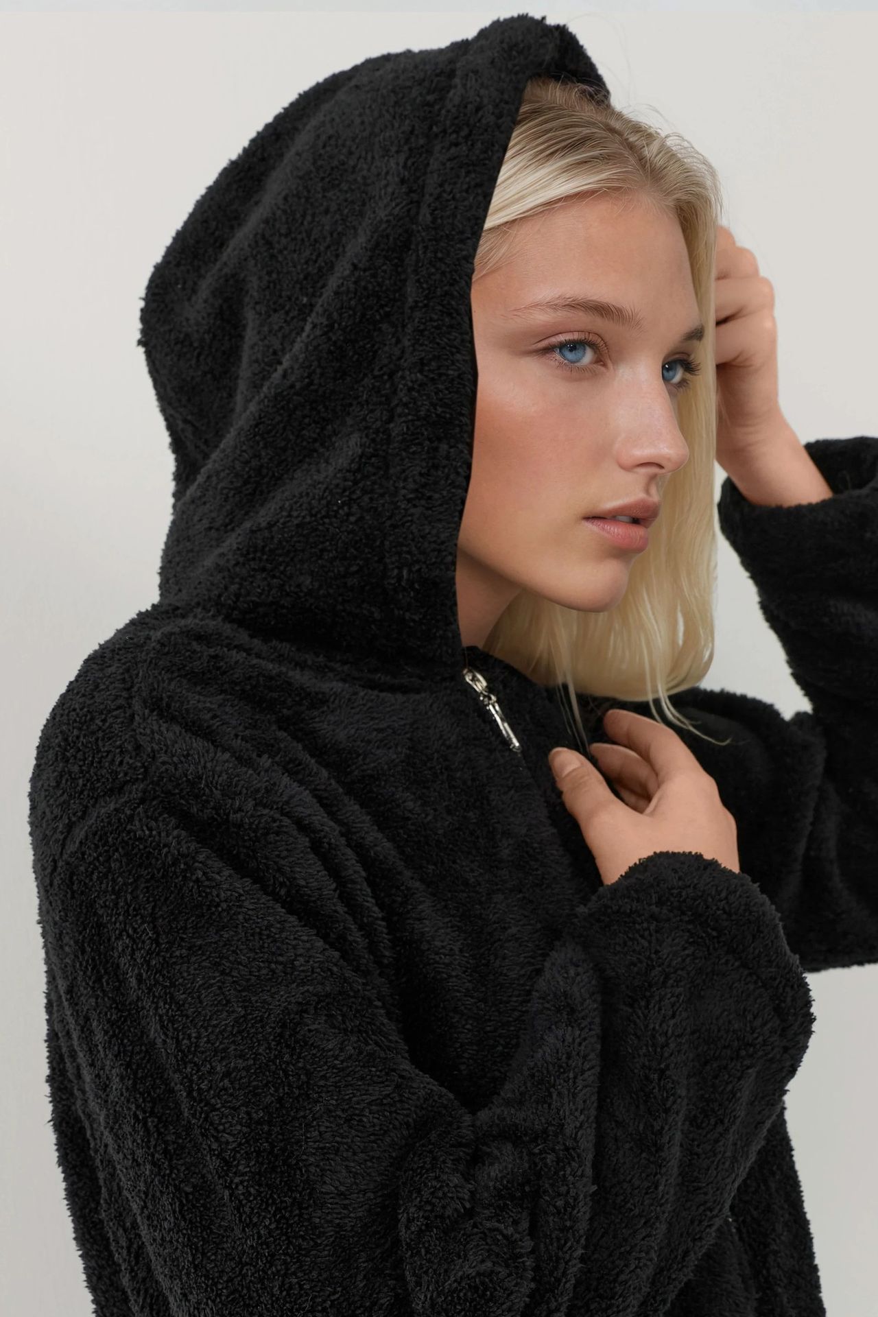 Textured Full Zip Hooded Fleece Jacket 6