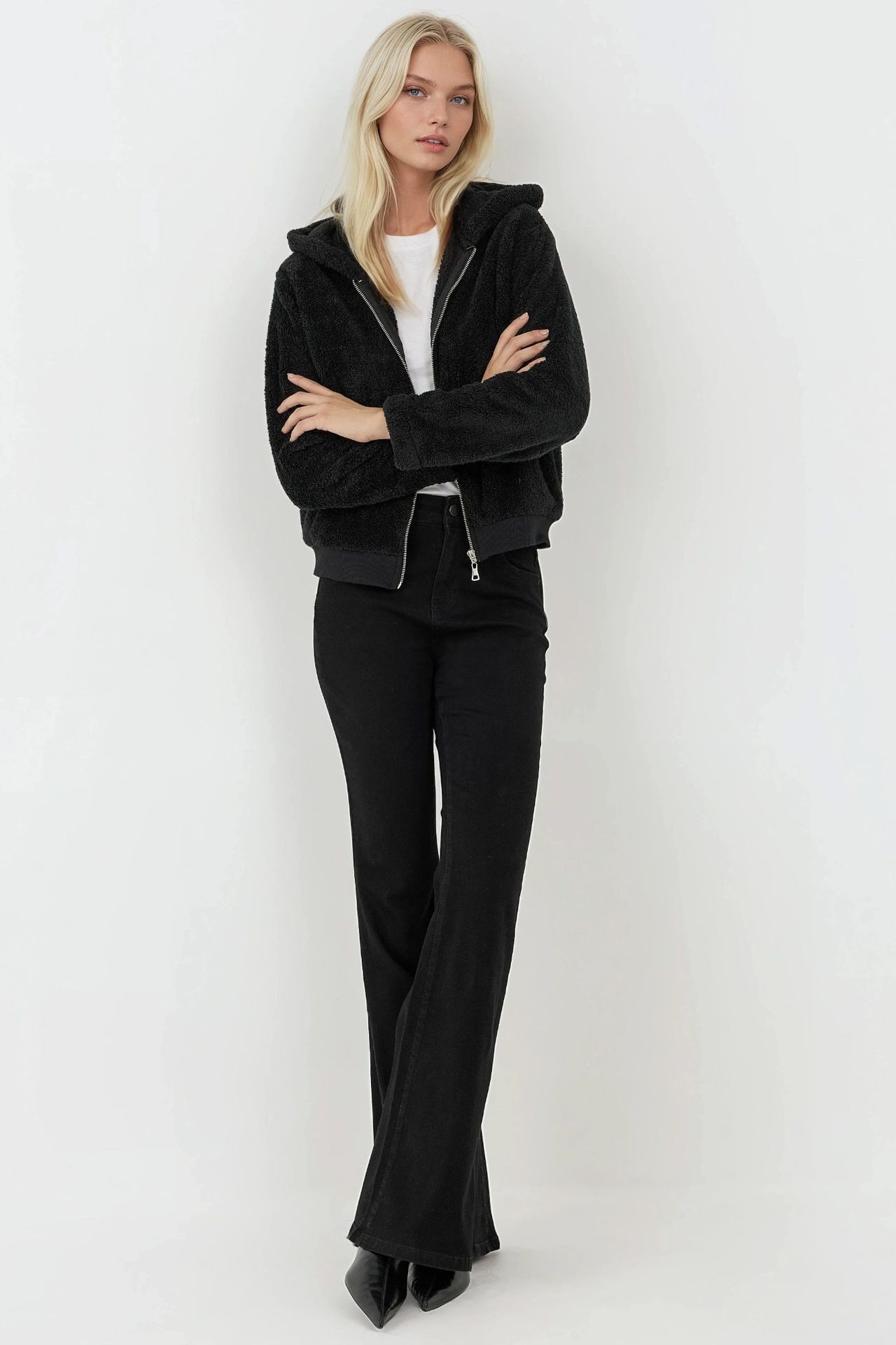 Textured Full Zip Hooded Fleece Jacket 7