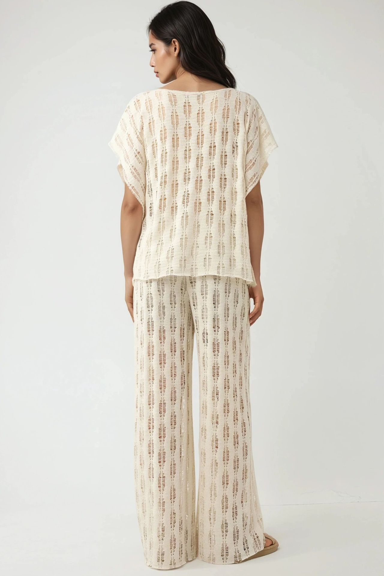 Boat Neck Destroyed Knit Top Pika Collection 6