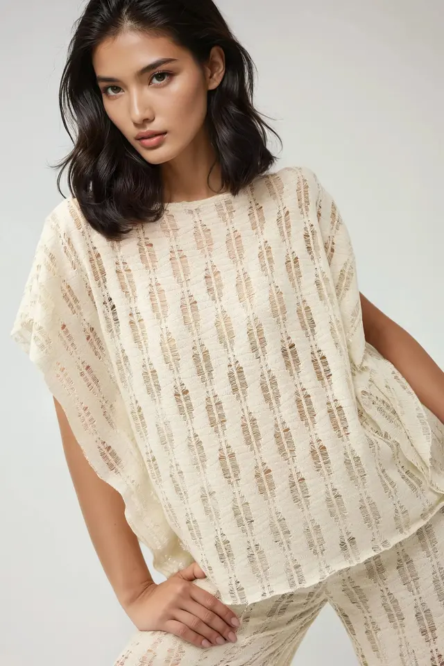 Boat Neck Destroyed Knit Top Pika Collection